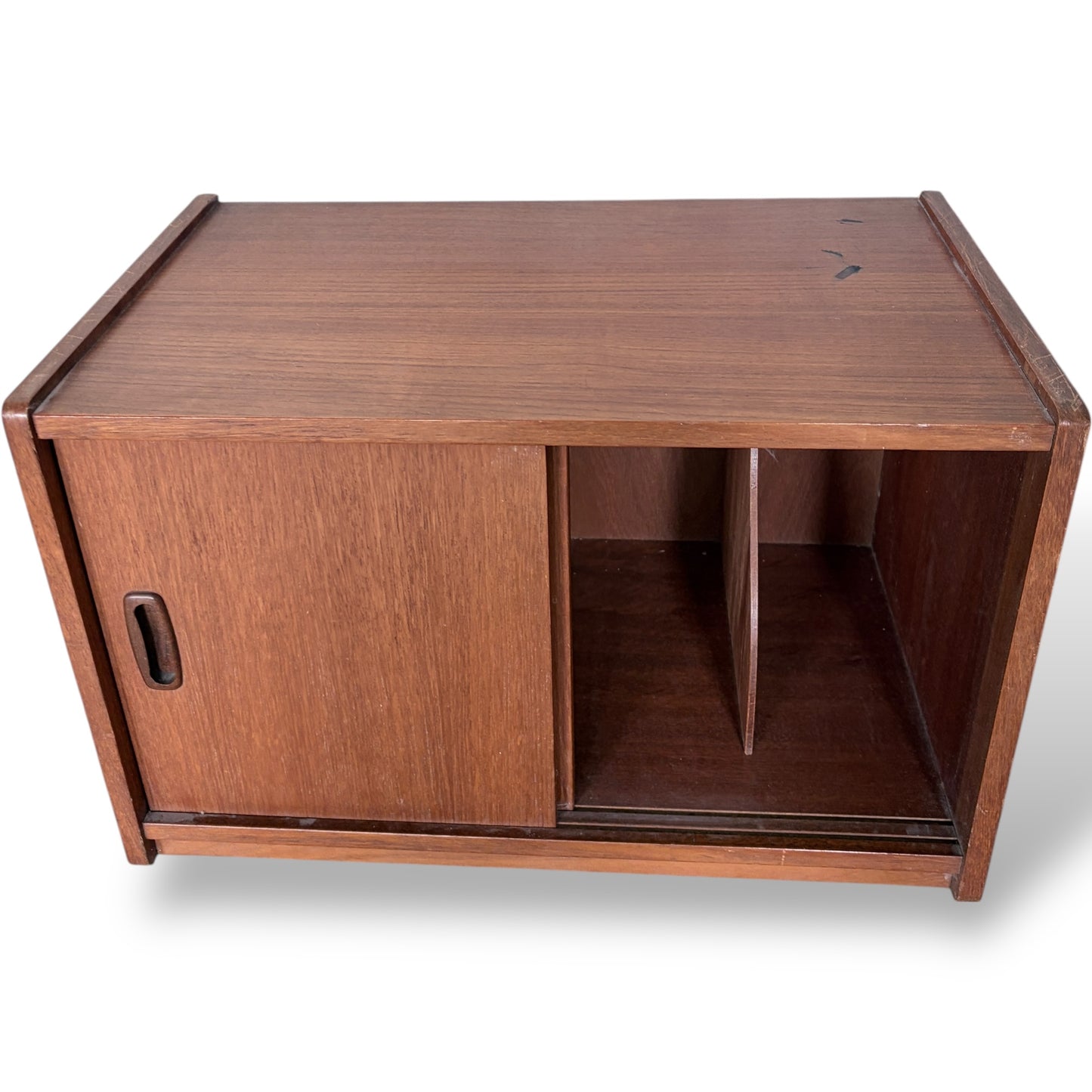 Mid-Century Teak Record Cabinet on Castors
