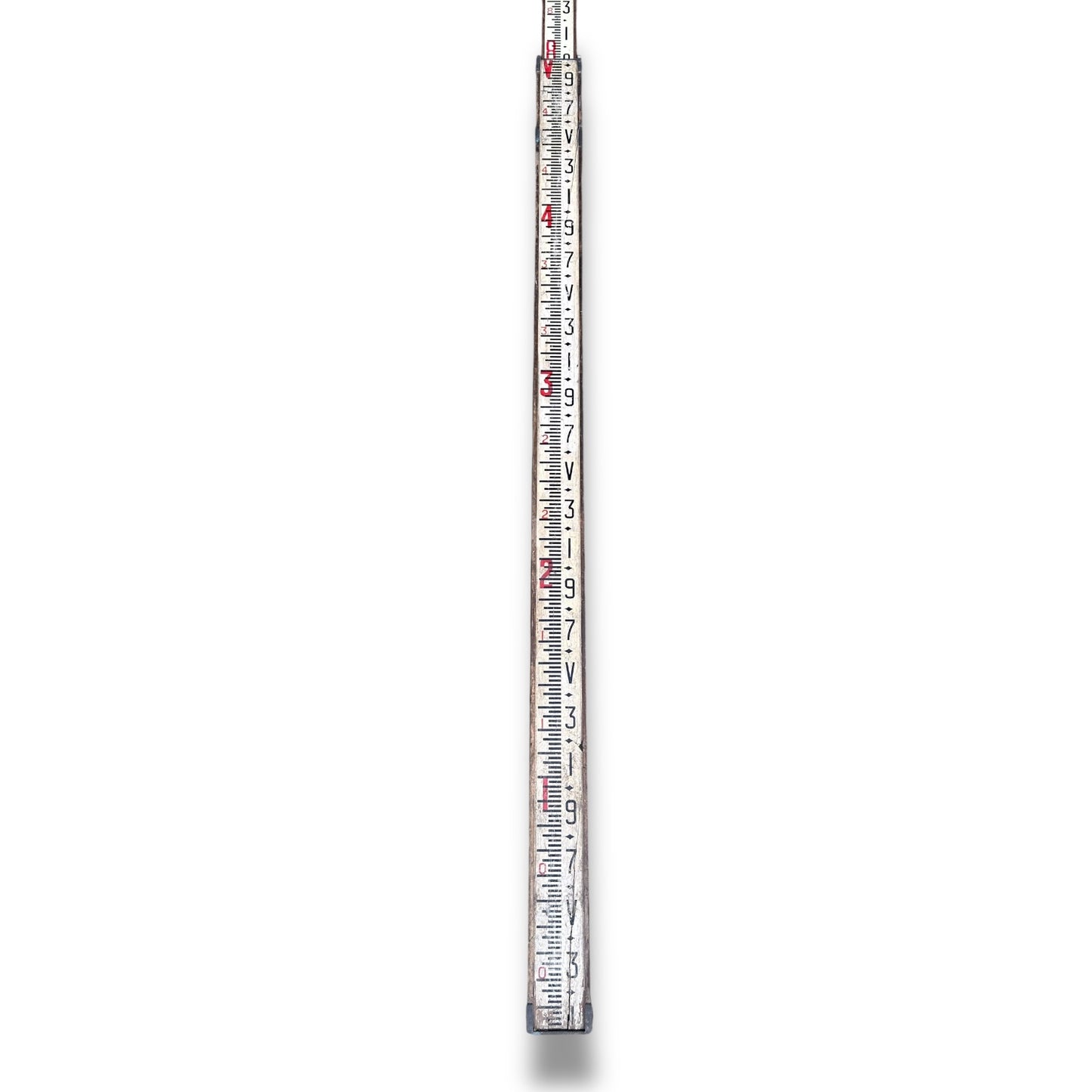 Vintage 12ft Wooden Folding Measuring Stick | Surveyor’s Water Level Ruler | Antique Carpenter’s Tool | Engineering Hydrology Tool