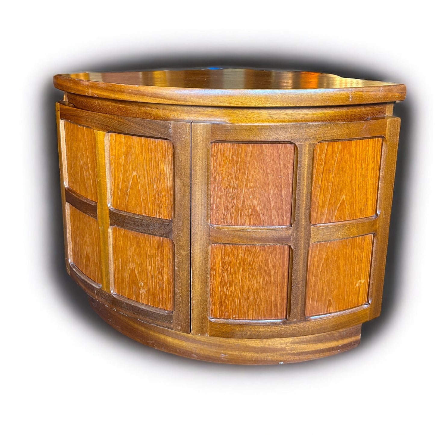 Mid Century Modern Teak Wood Nathan Squares Corner Cabinet