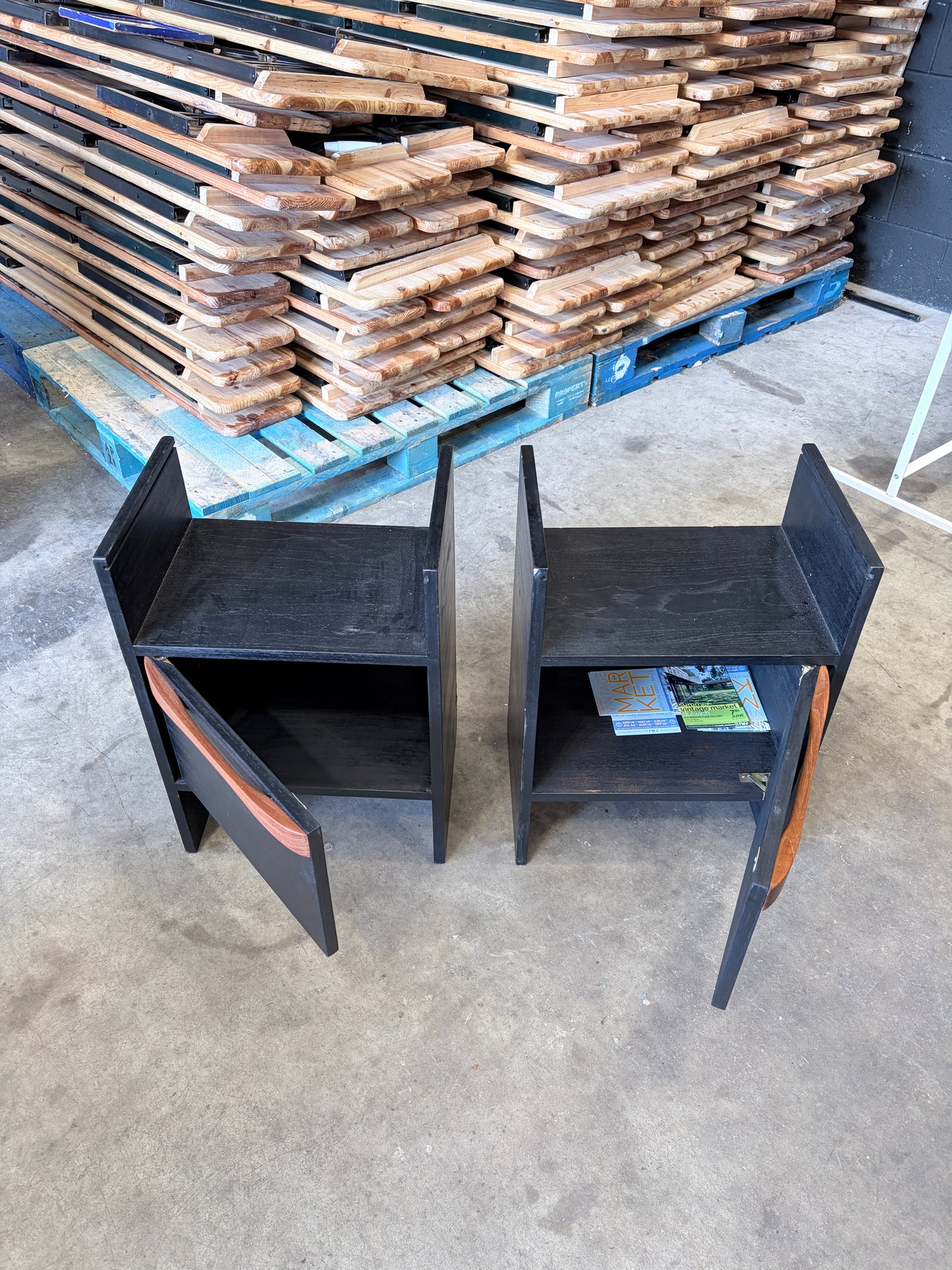 Pair of Compact Vintage Mid Century Bedside Cabinets