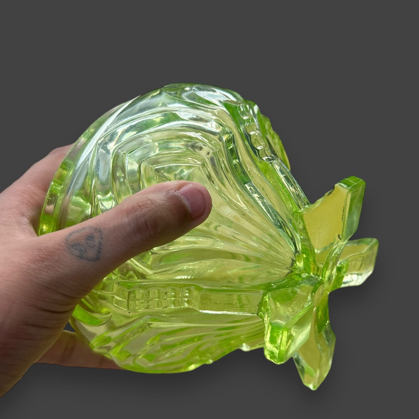 Art Deco Uranium Glass Pedestal Vase