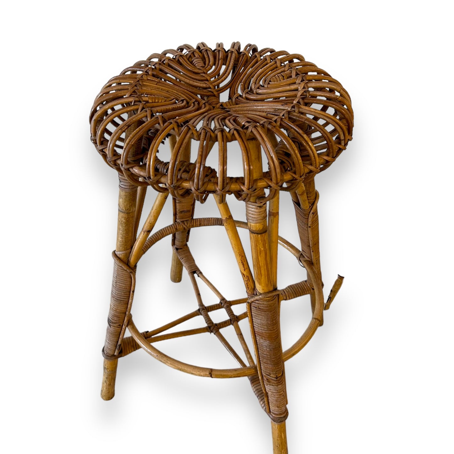 mid century Franco Albini Bamboo Rattan Stools