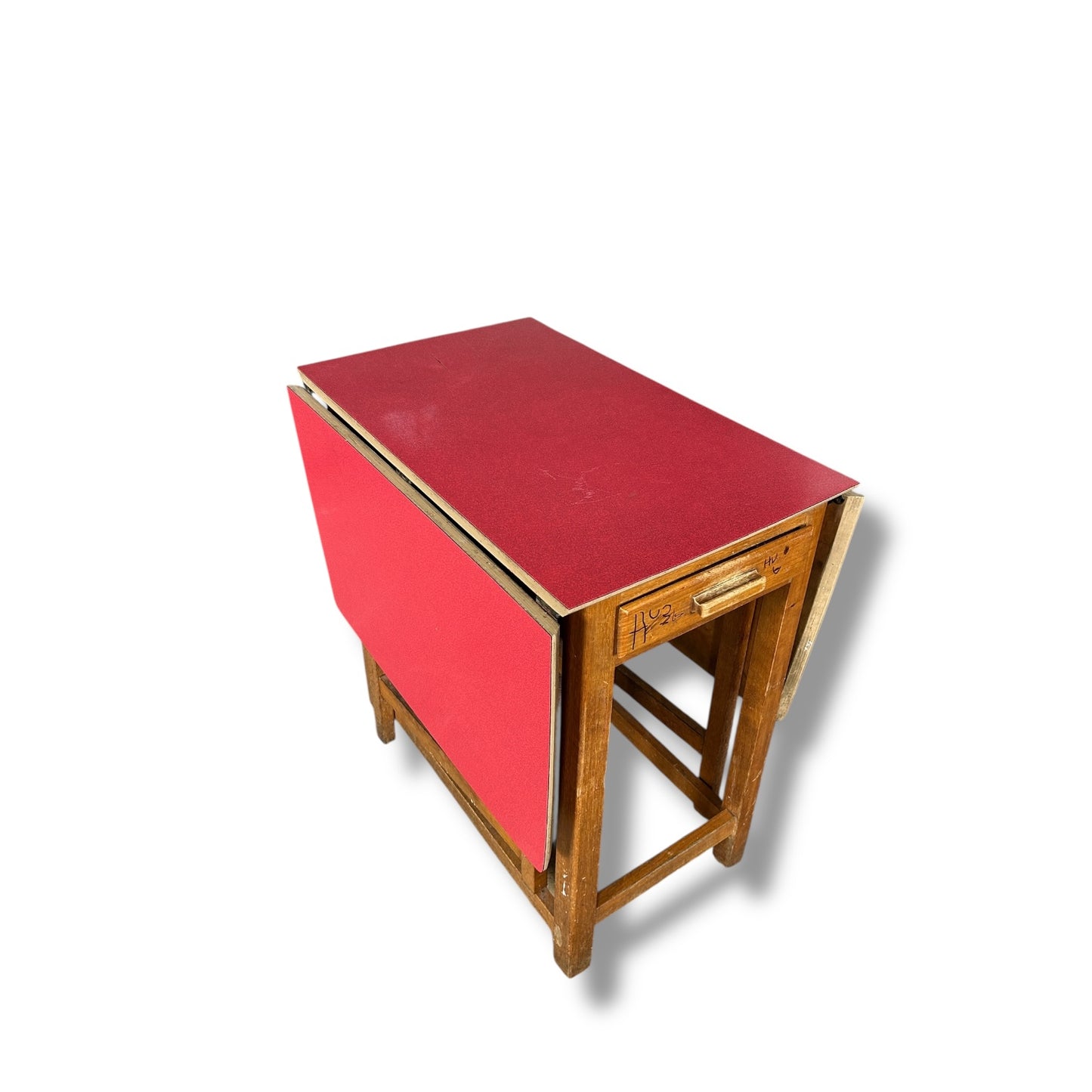 Mid Century Modern Red Formica Extendable Dining Table