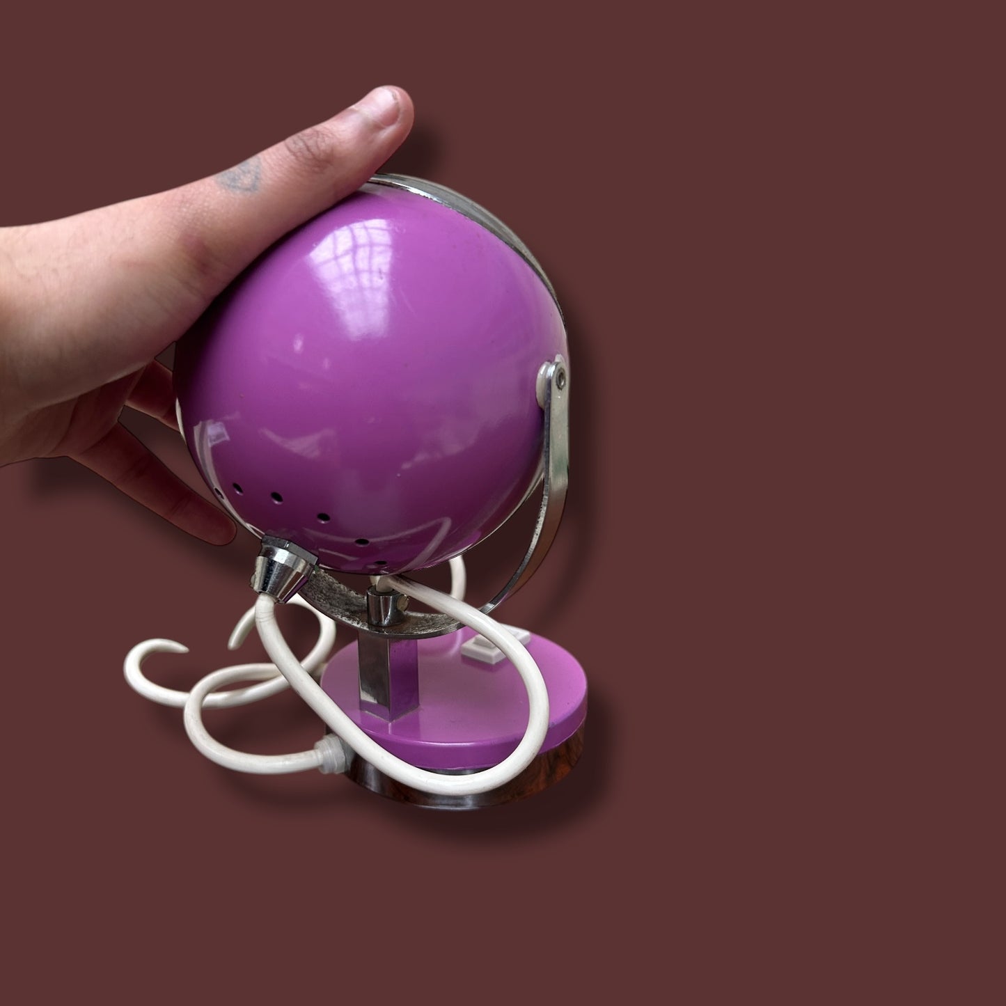 mid century space age purple eyeball lamp