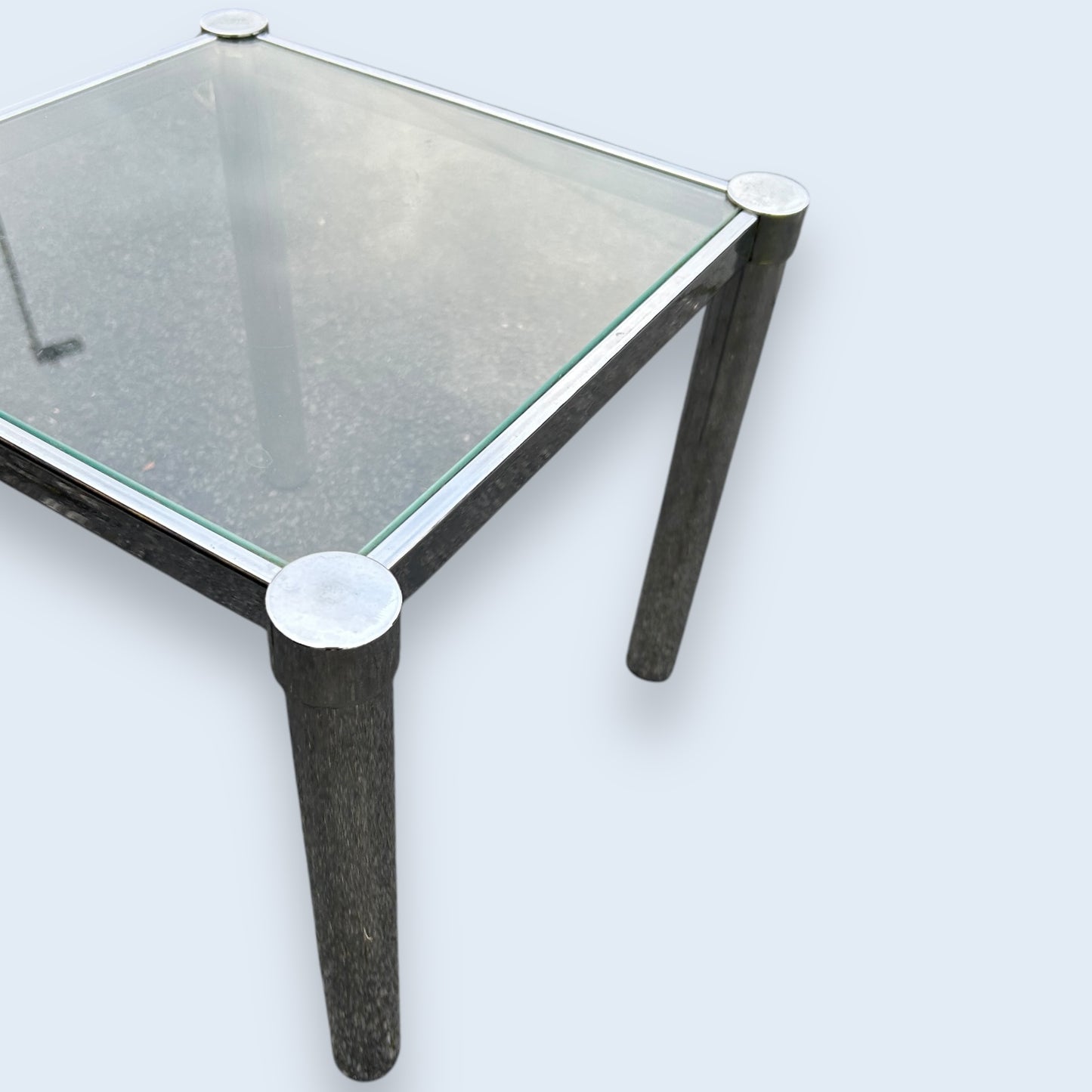 mid century chrome and glass side table