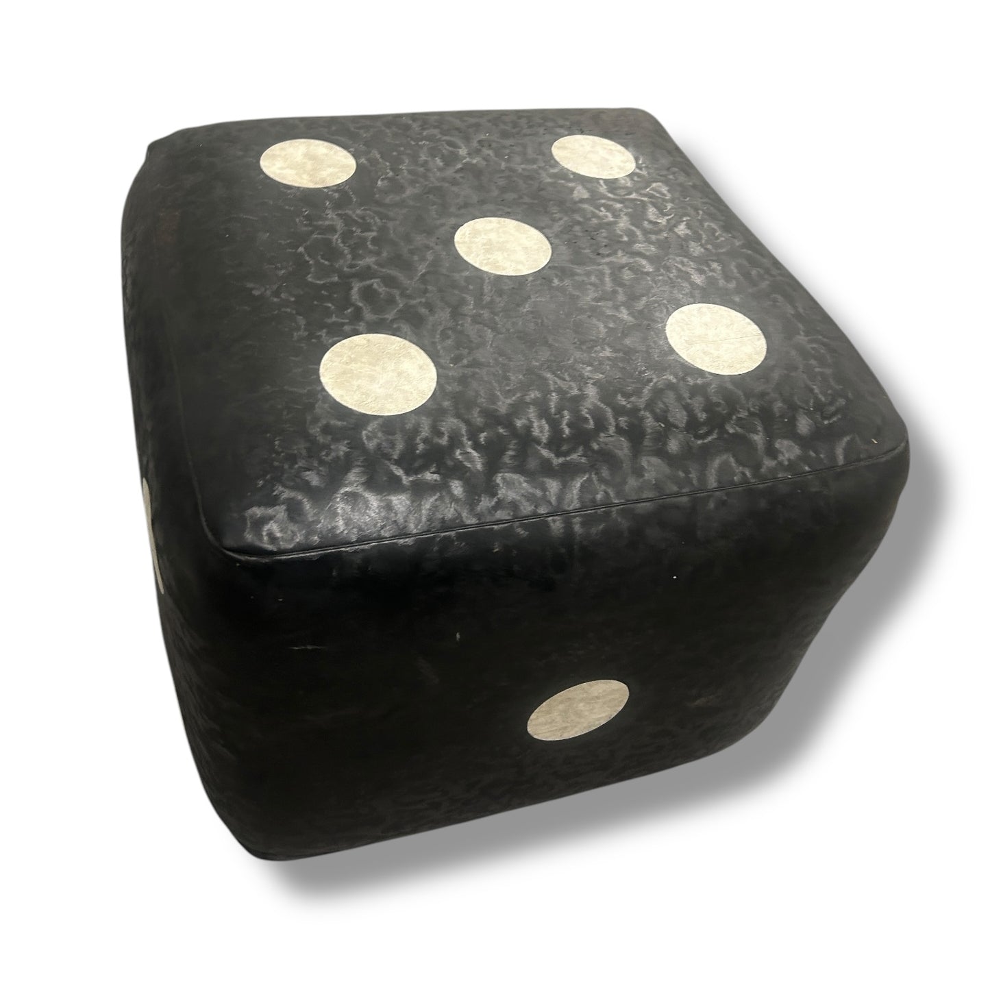 Mid century leather dice pouffe stool