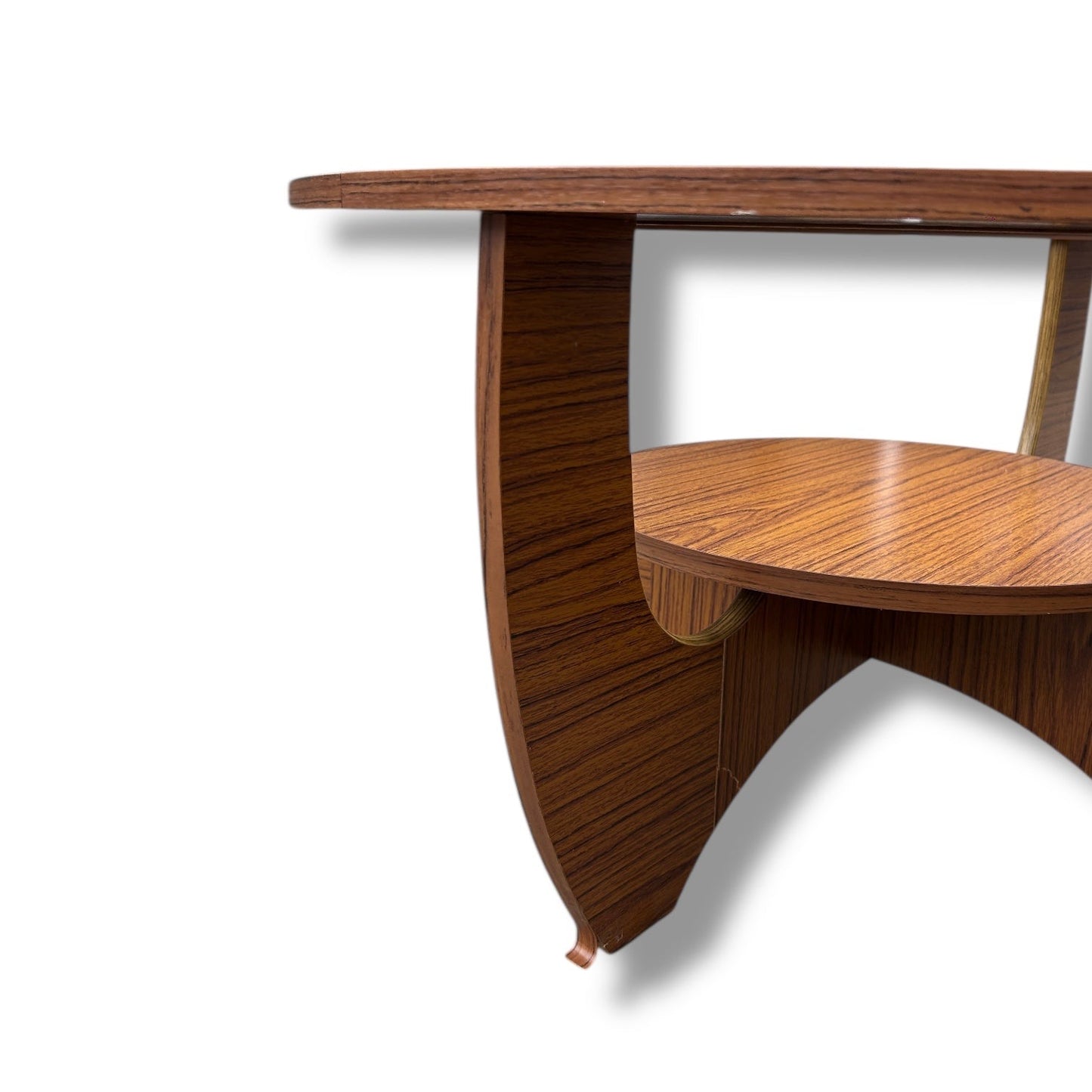 Mid Century Round Coffee Table | Formica & Glass Retro Table