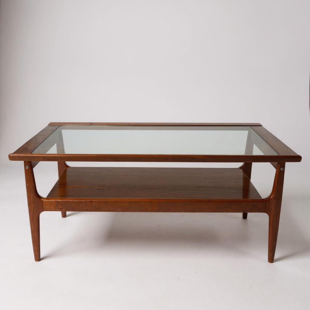 Vintage Danish Teak & Glass Coffee Table – Mid Century Modern Minimalist Design