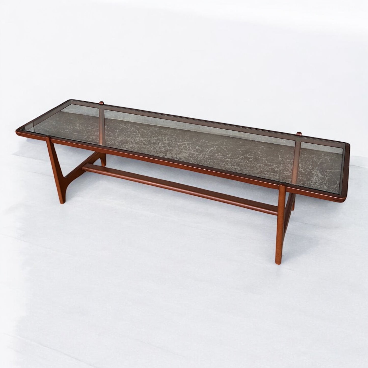 Mid Century Modern Danish Teak & Glass 'Skeleton' Coffee Table