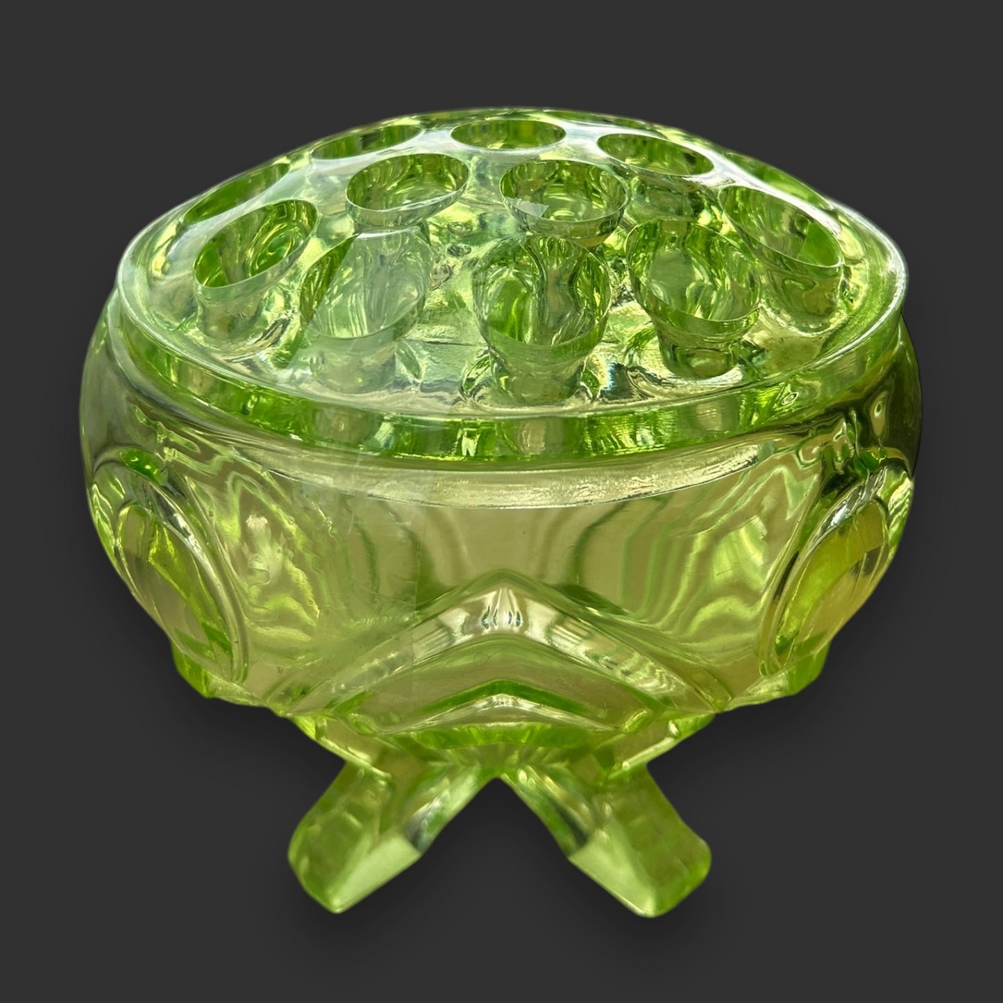 Art Deco Uranium Glass Pedestal Vase