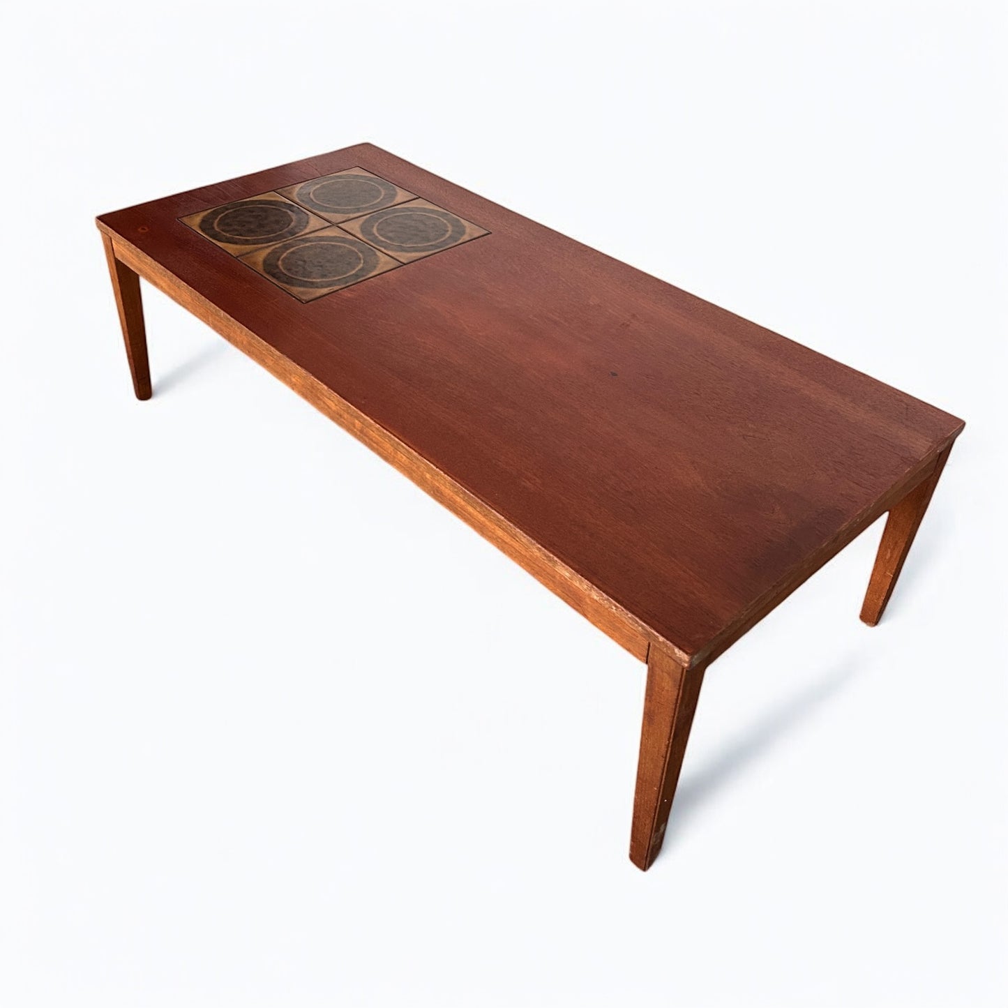 Mid Century Modern Danish Domino Tile Teak Coffee Table