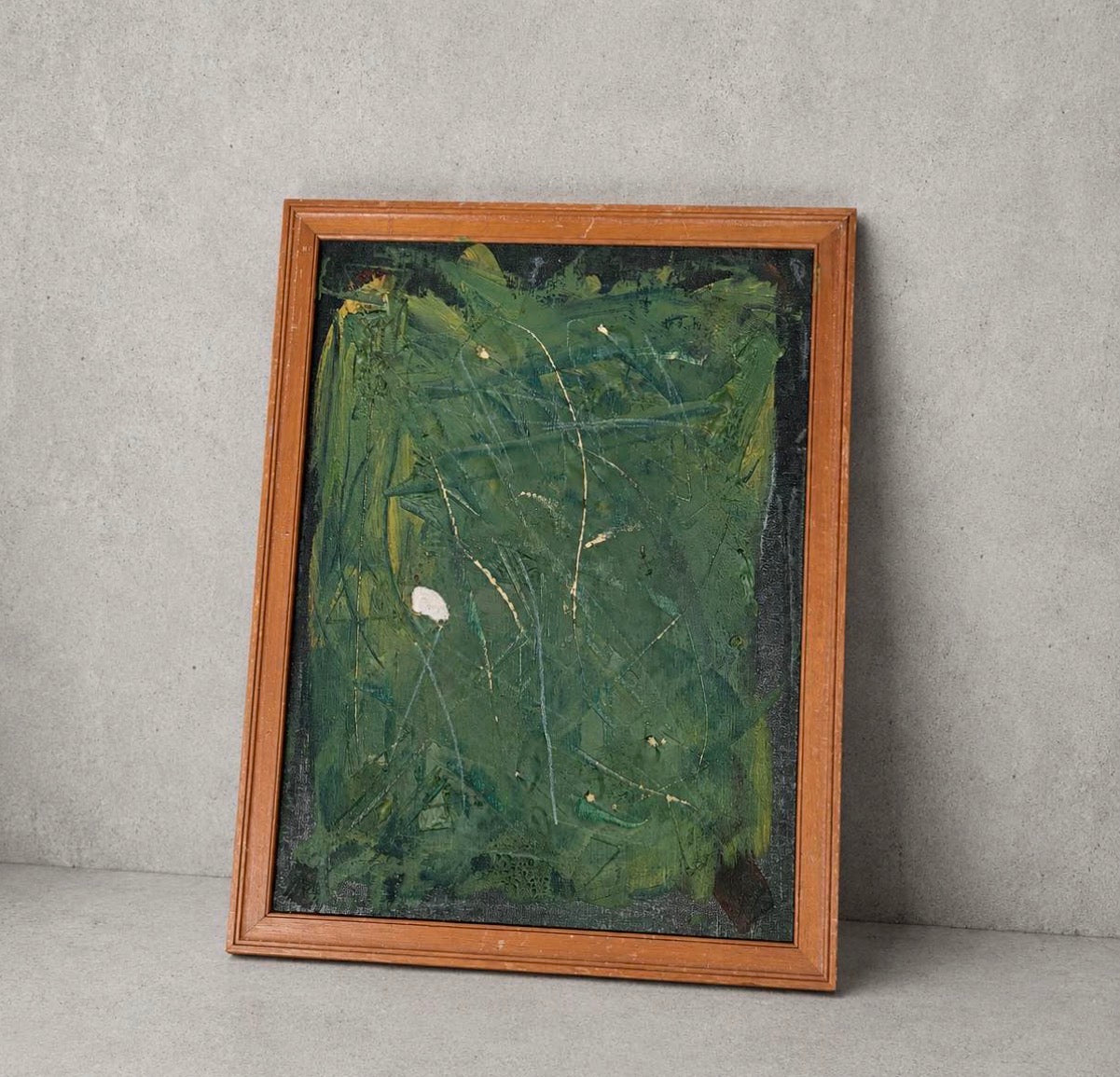 Abstract Textured Painting in Pine Frame Vintage