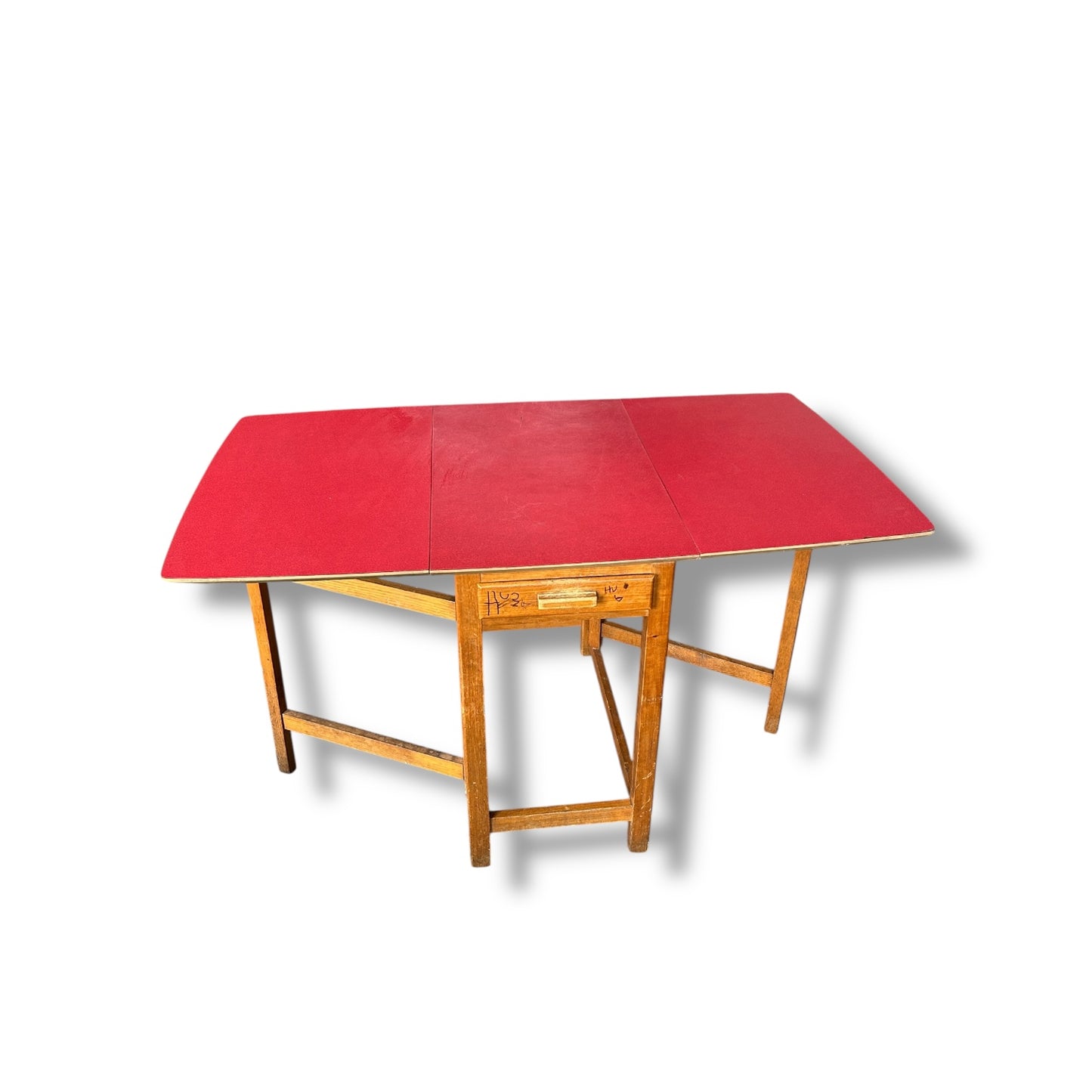 Mid Century Modern Red Formica Extendable Dining Table