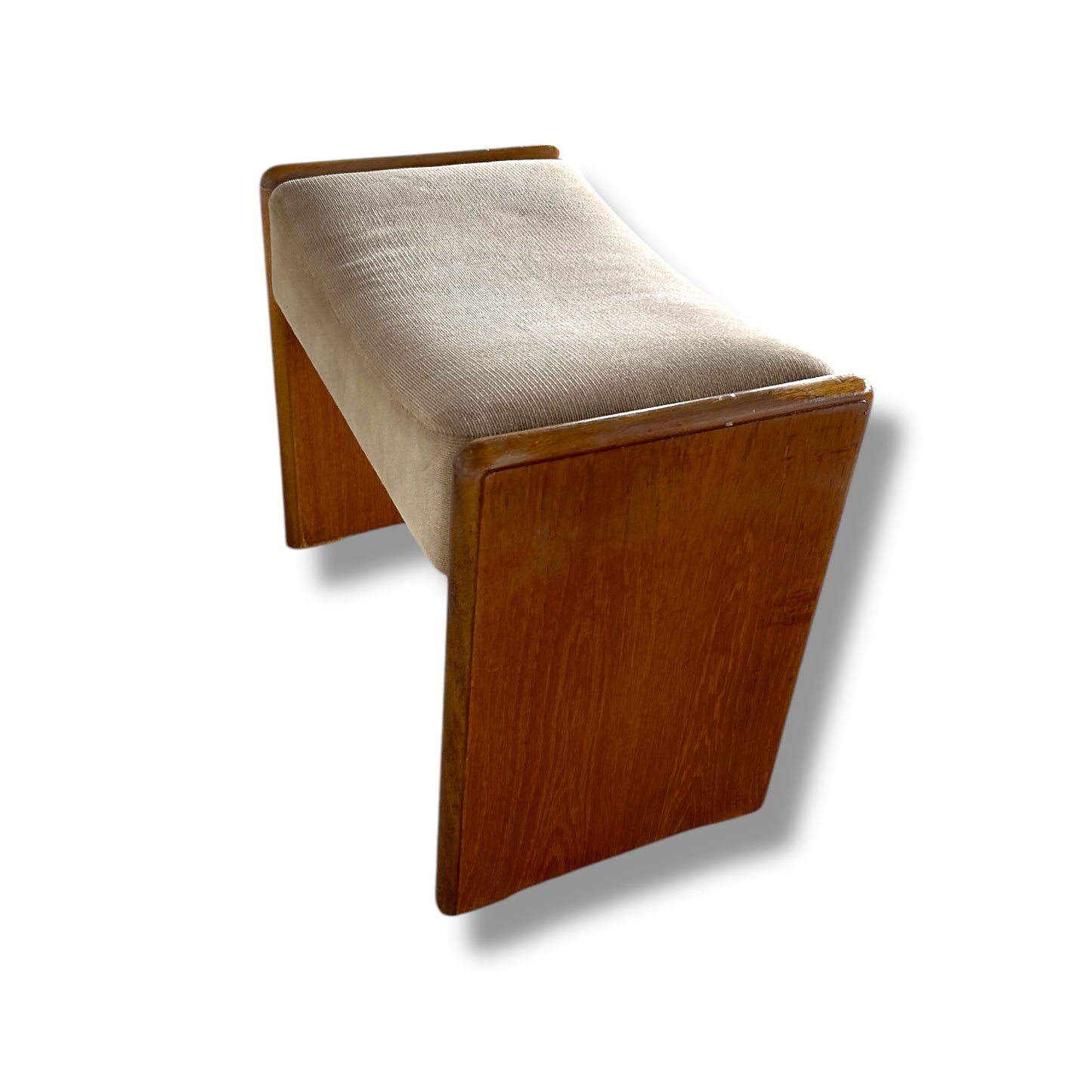 Mid Century Teak Wood and Fabric Stool