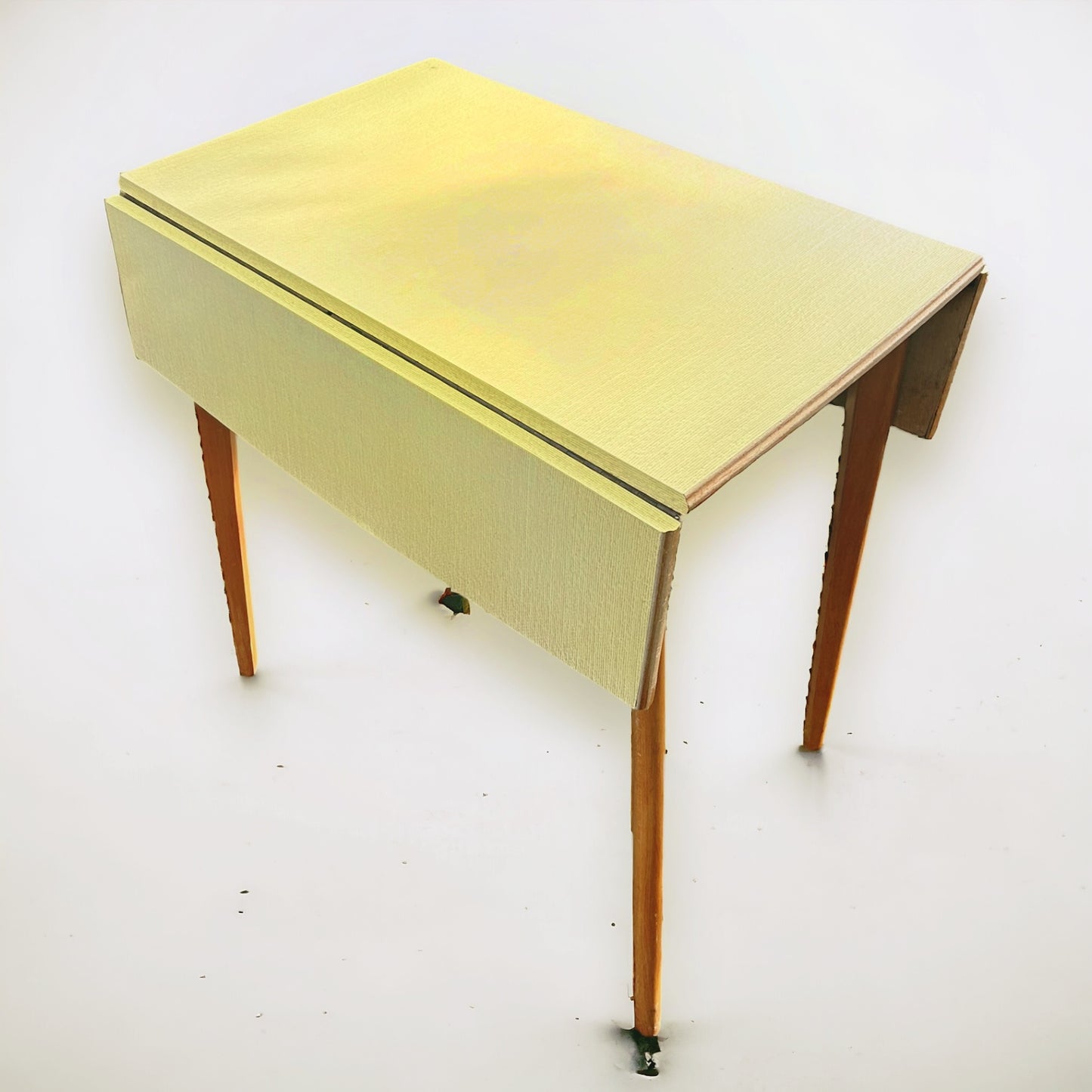 mid century formica & beech drop leaf dining table
