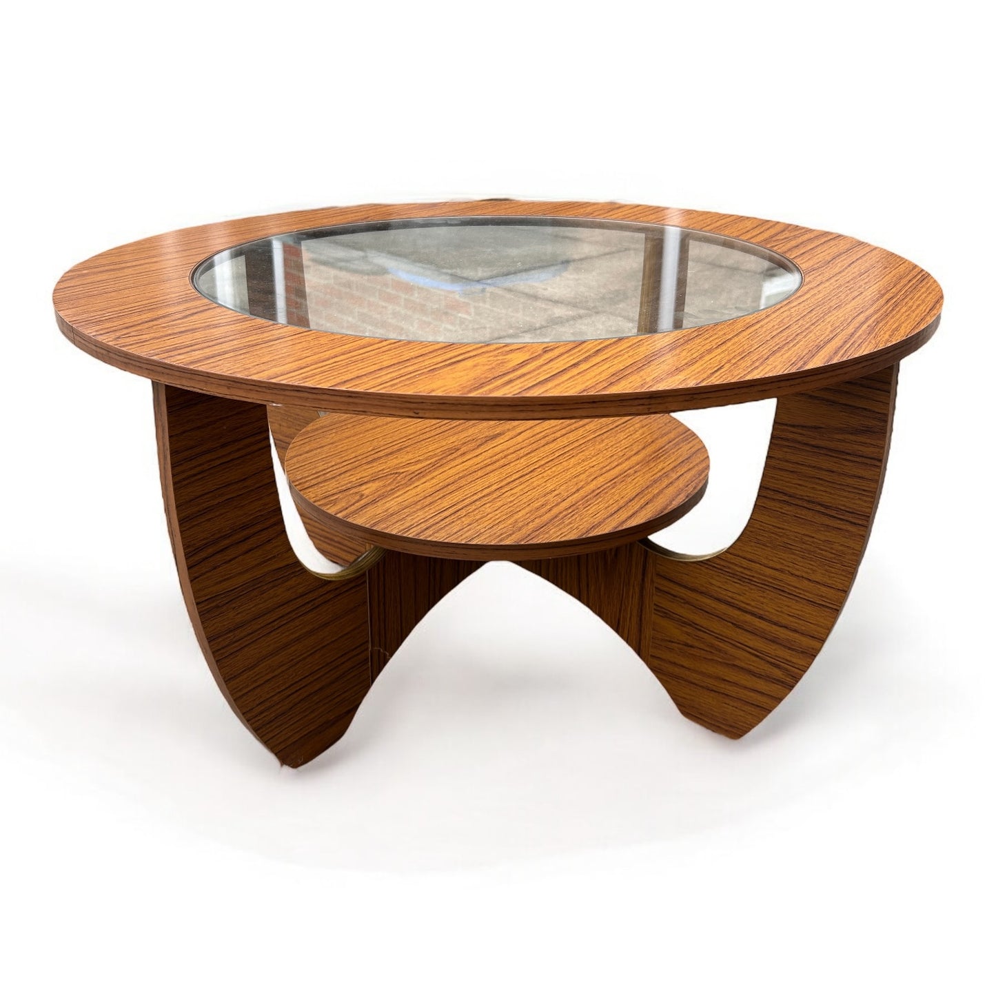 Mid Century Vintage Round coffee table with glass Dunsley