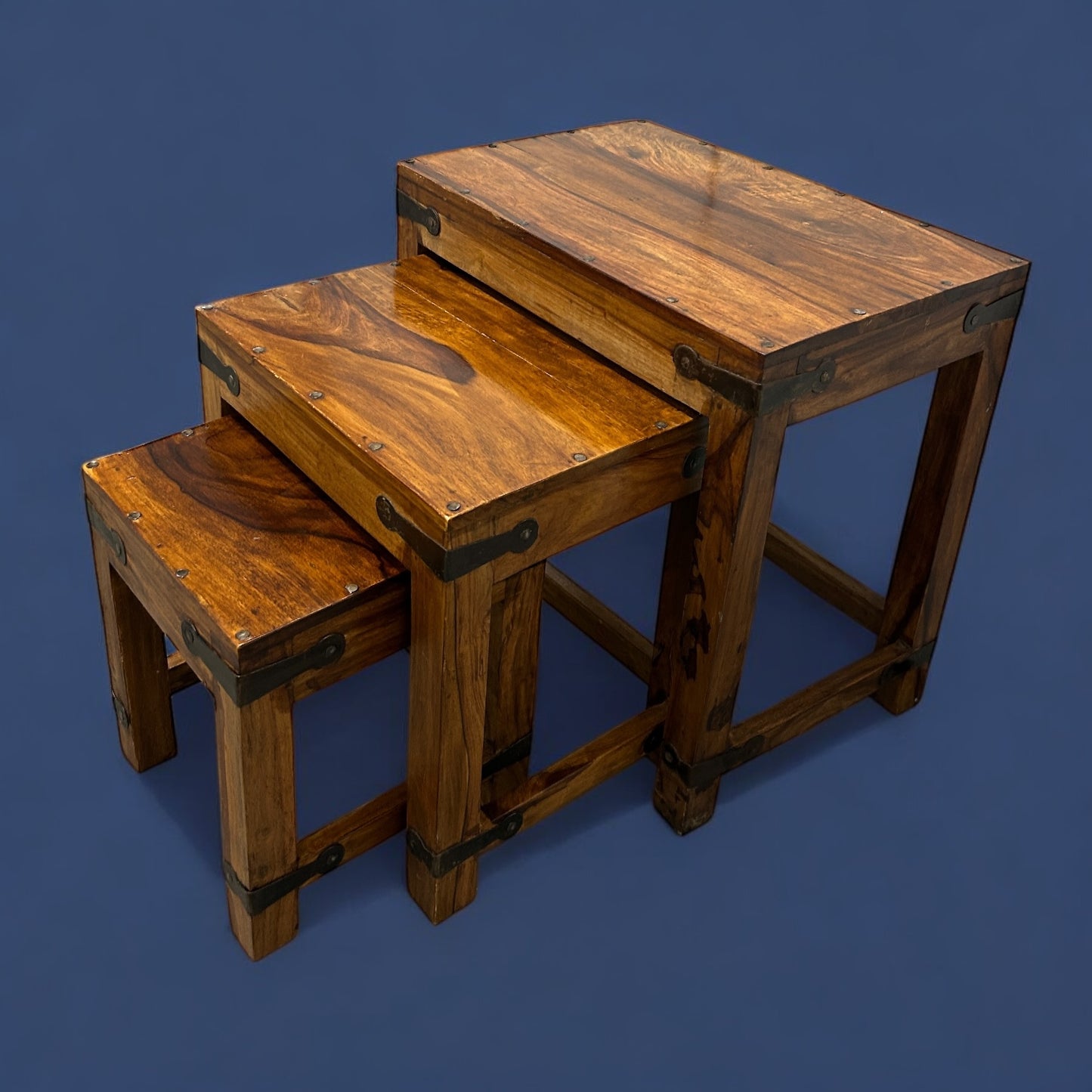 Vintage Indian wood nest of tables