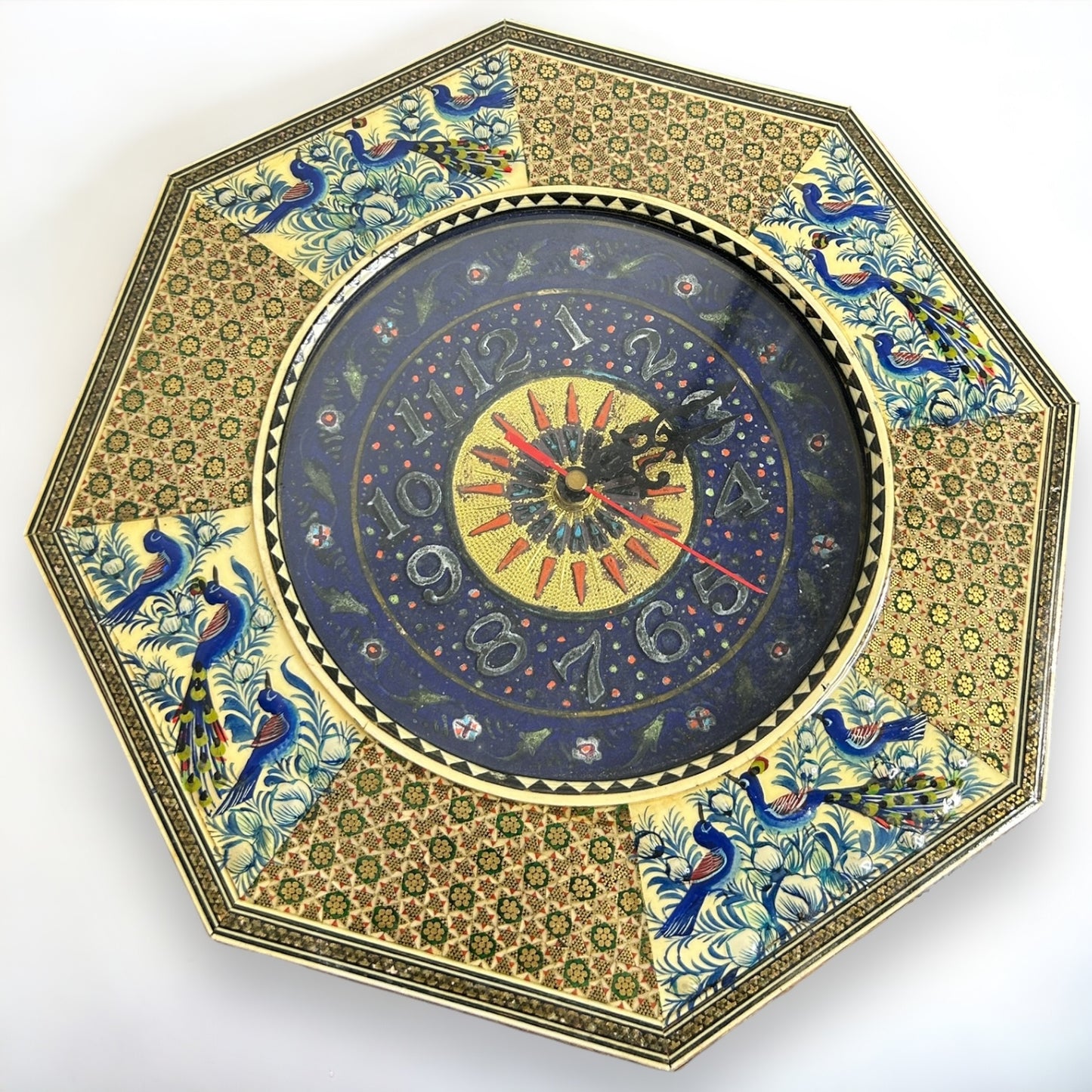 Vintage 1960s Persian Khatam Wall Clock