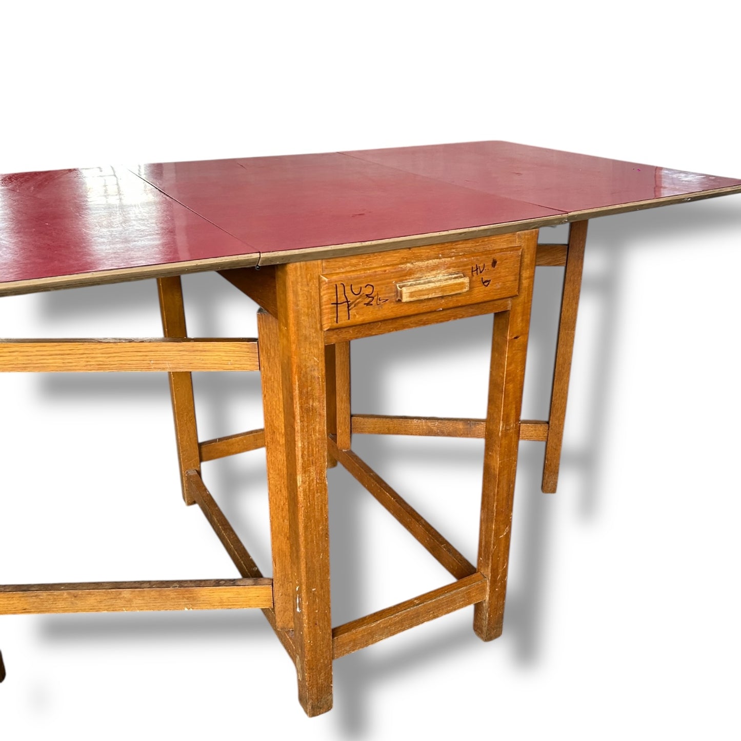 Mid Century Modern Red Formica Extendable Dining Table