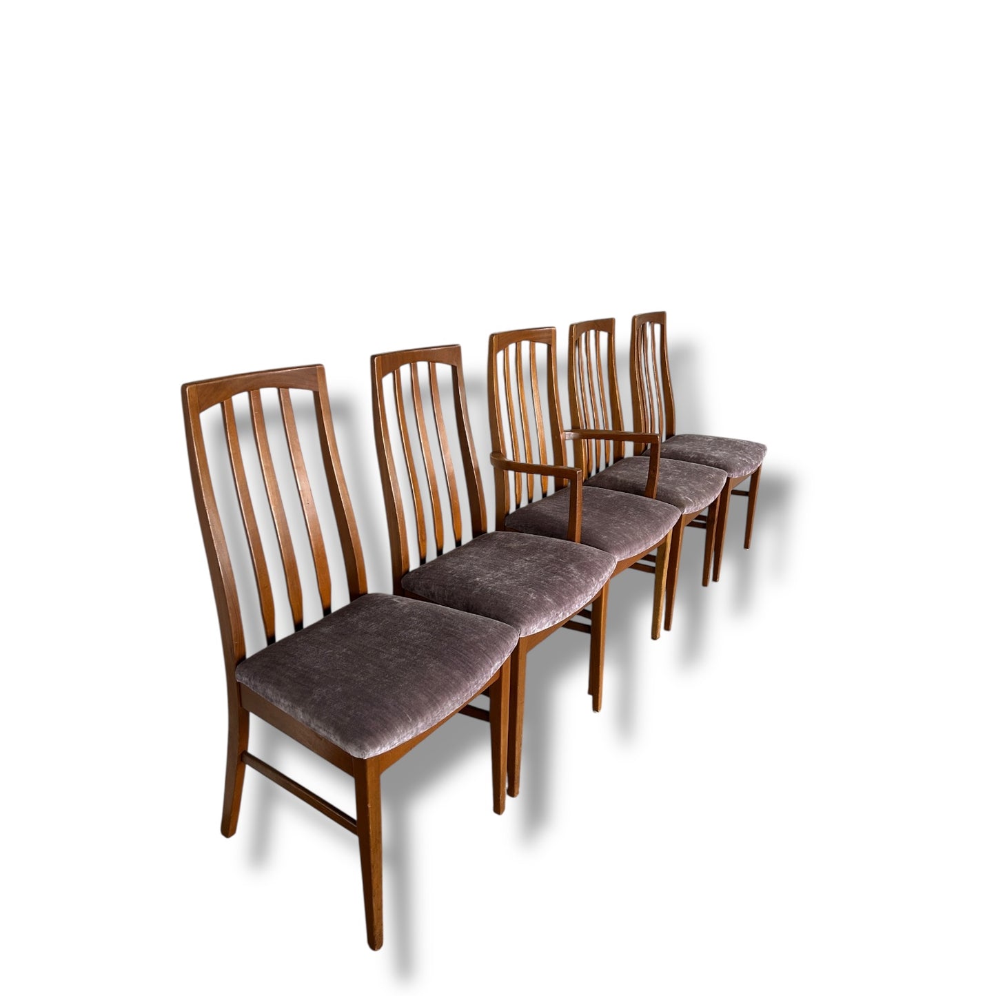 Mid Century Modern Teak Wood Dining Chairs Set by William Laurence