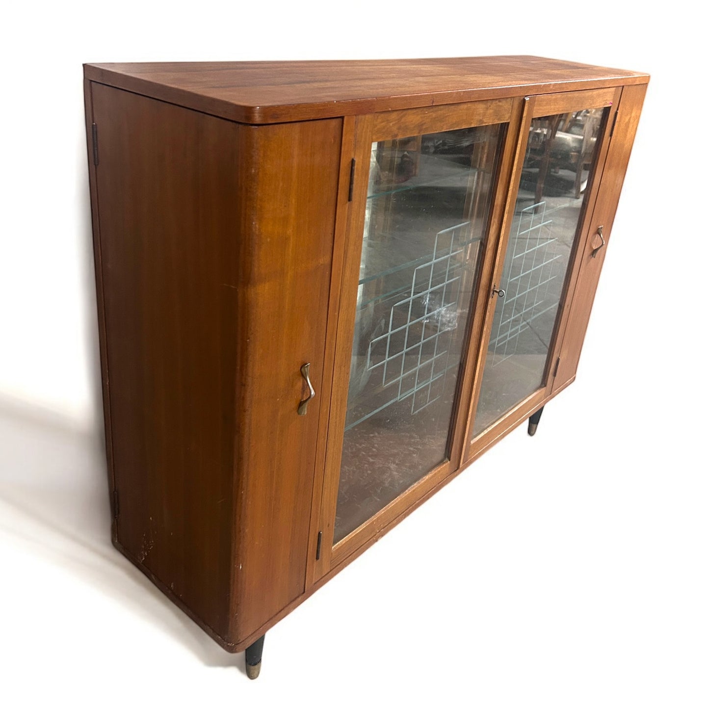 Mid Century Teak Accordion Cocktail Cabinet