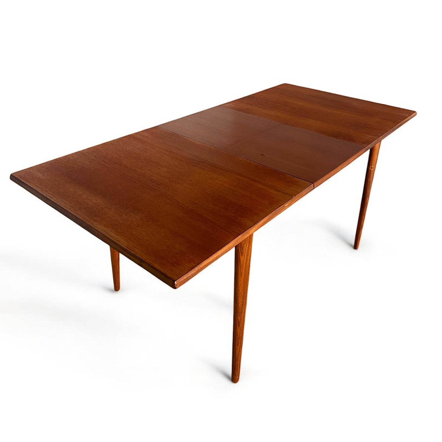 Mid Century Modern White and Newton Teak Extending Dining Table