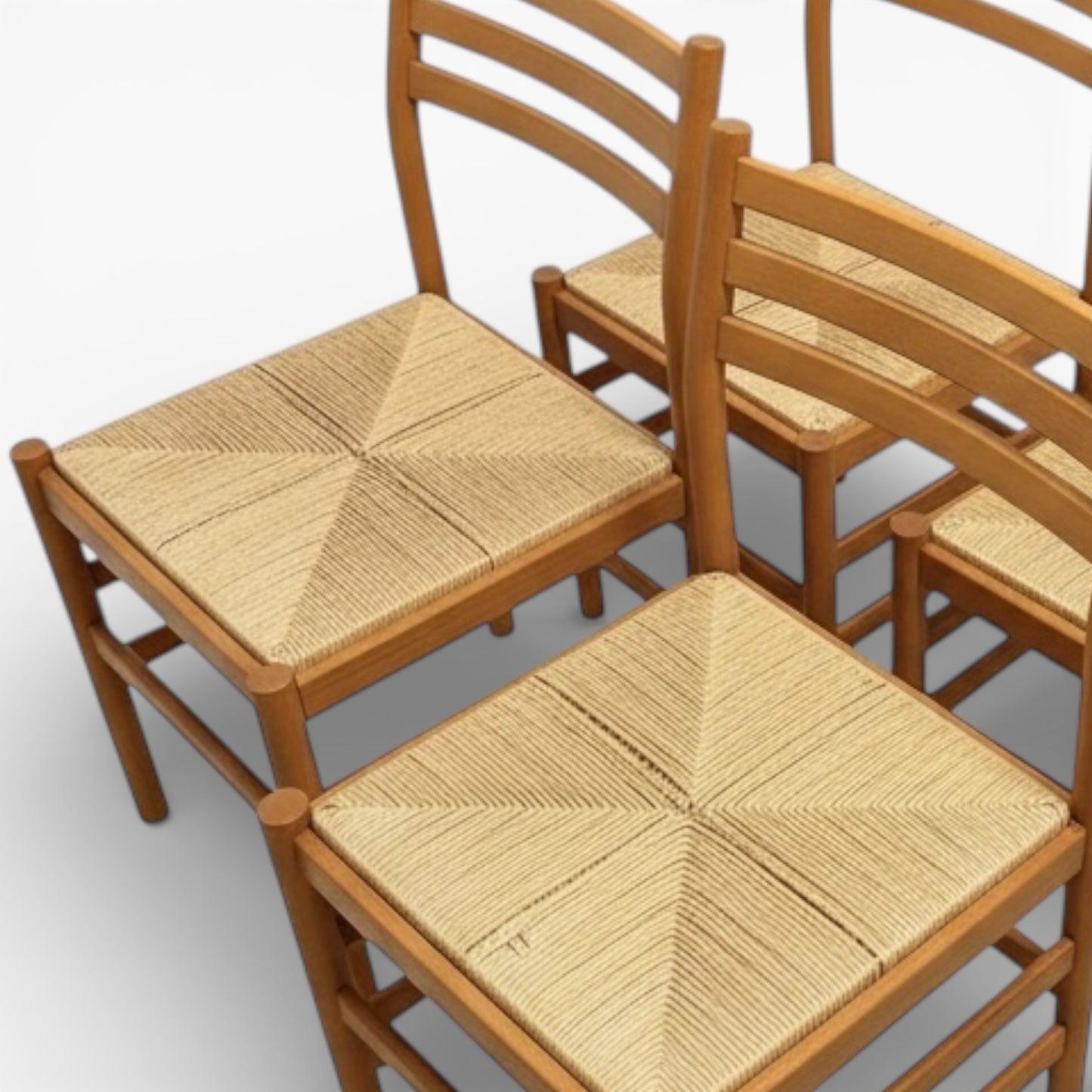 Italian Beech Dining Chairs – Set of Two Vintage Ladder Back Chairs