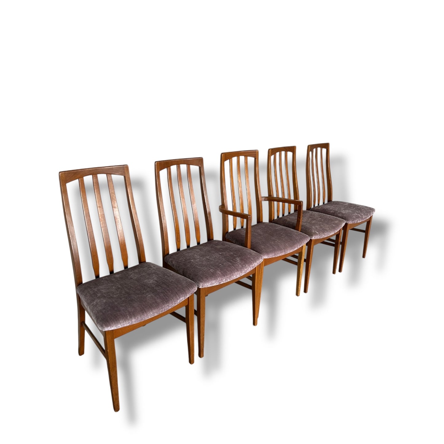 Mid Century Modern Teak Wood Dining Chairs Set by William Laurence