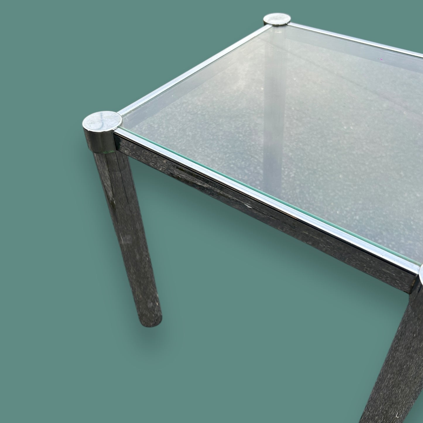 mid century chrome and glass side table