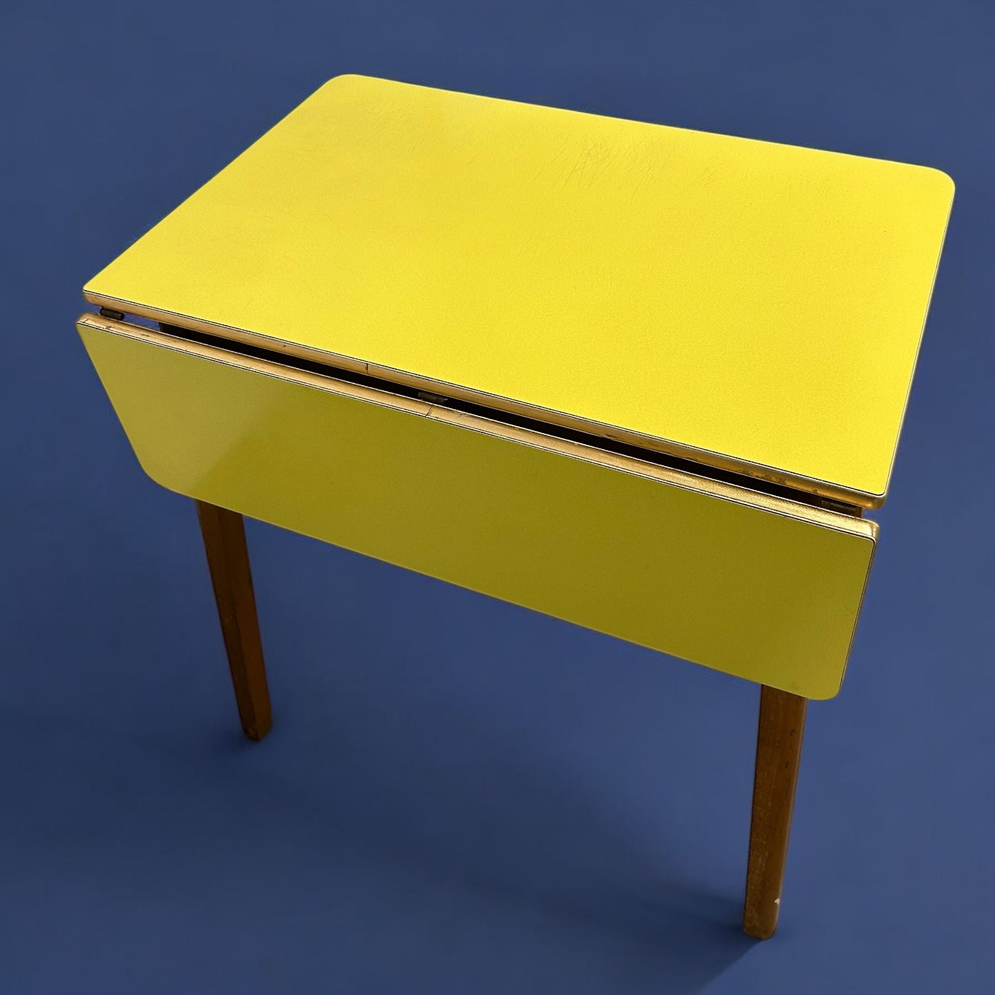 Mid Century Yellow Formica Single Drop Leaf Table