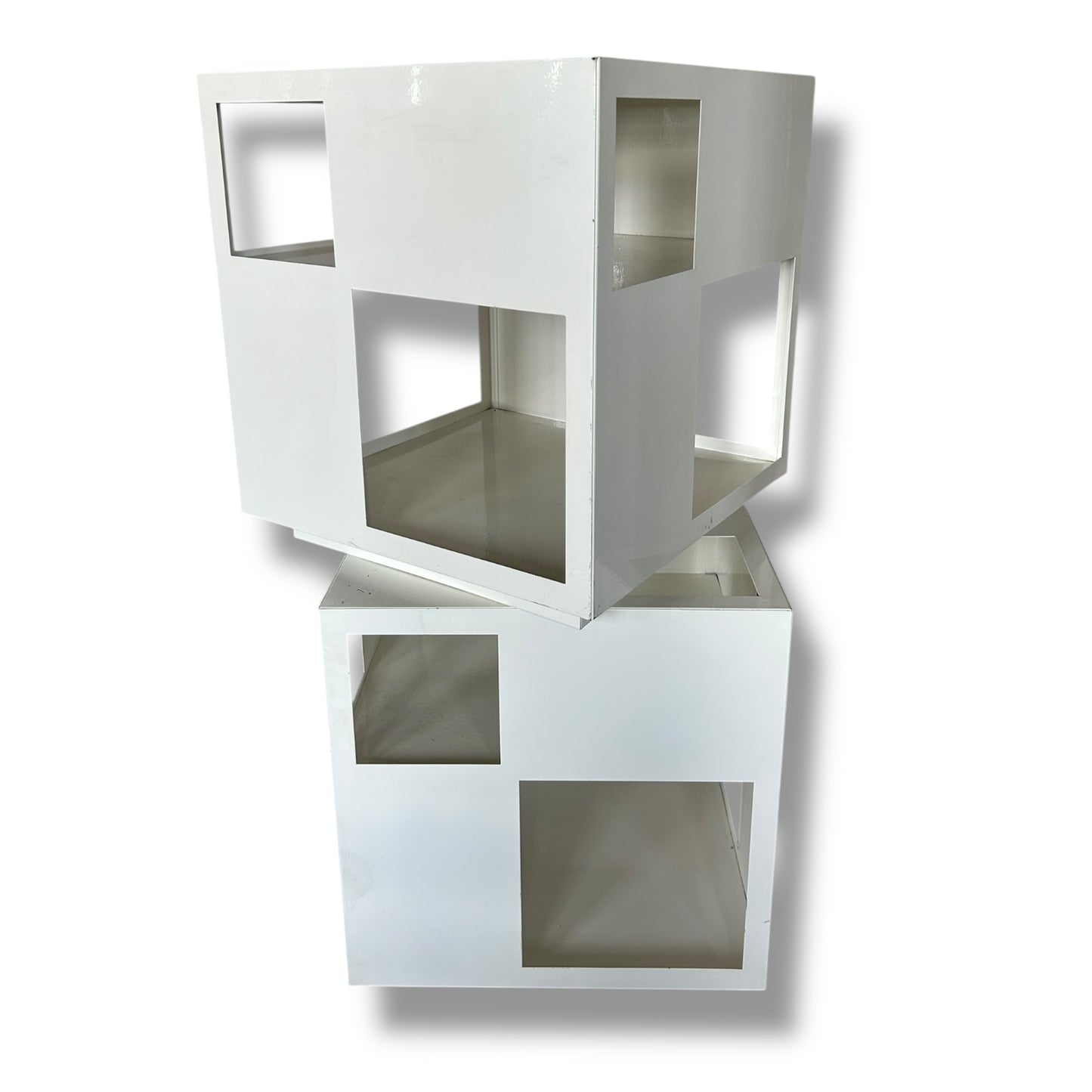 Mid Century Space Age Metal White Display Storage Cubes