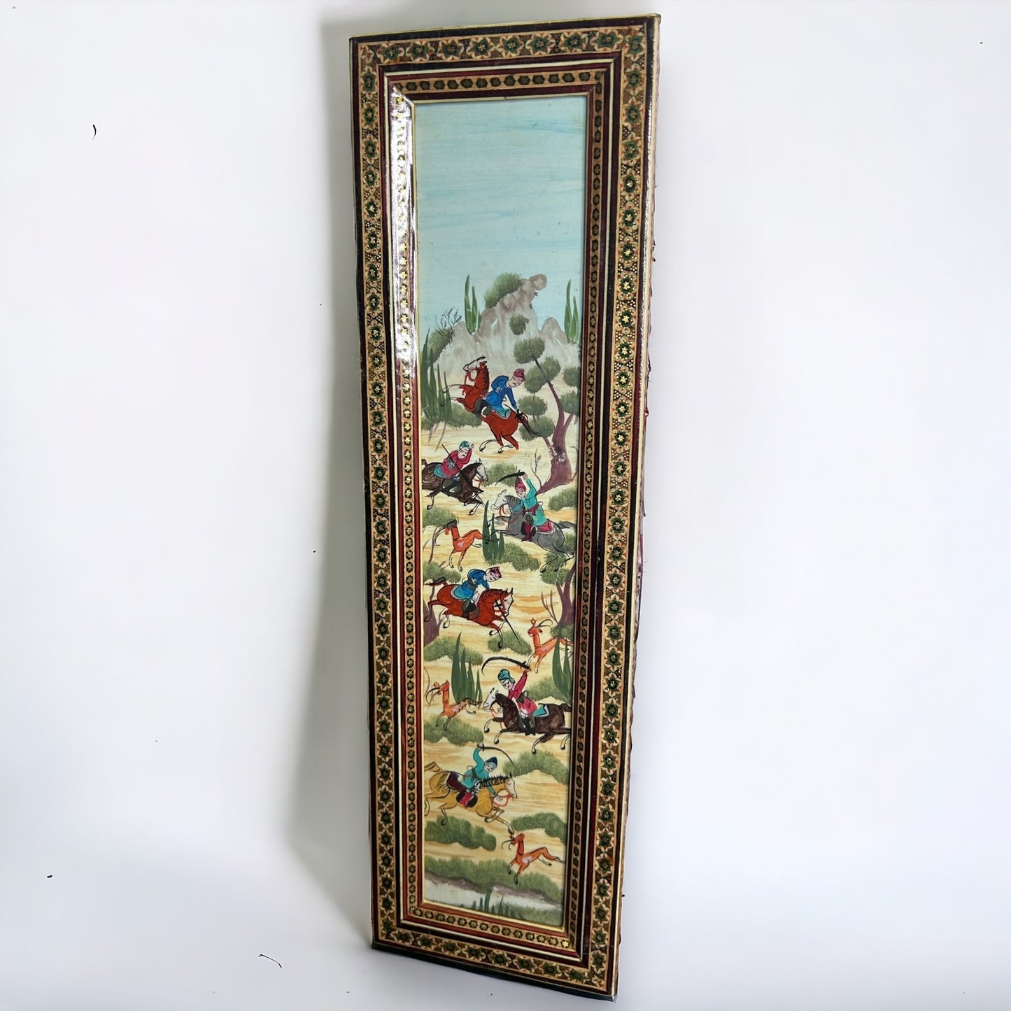 Vintage 1950s Persian Khatam Mosaic Watercolour painting
