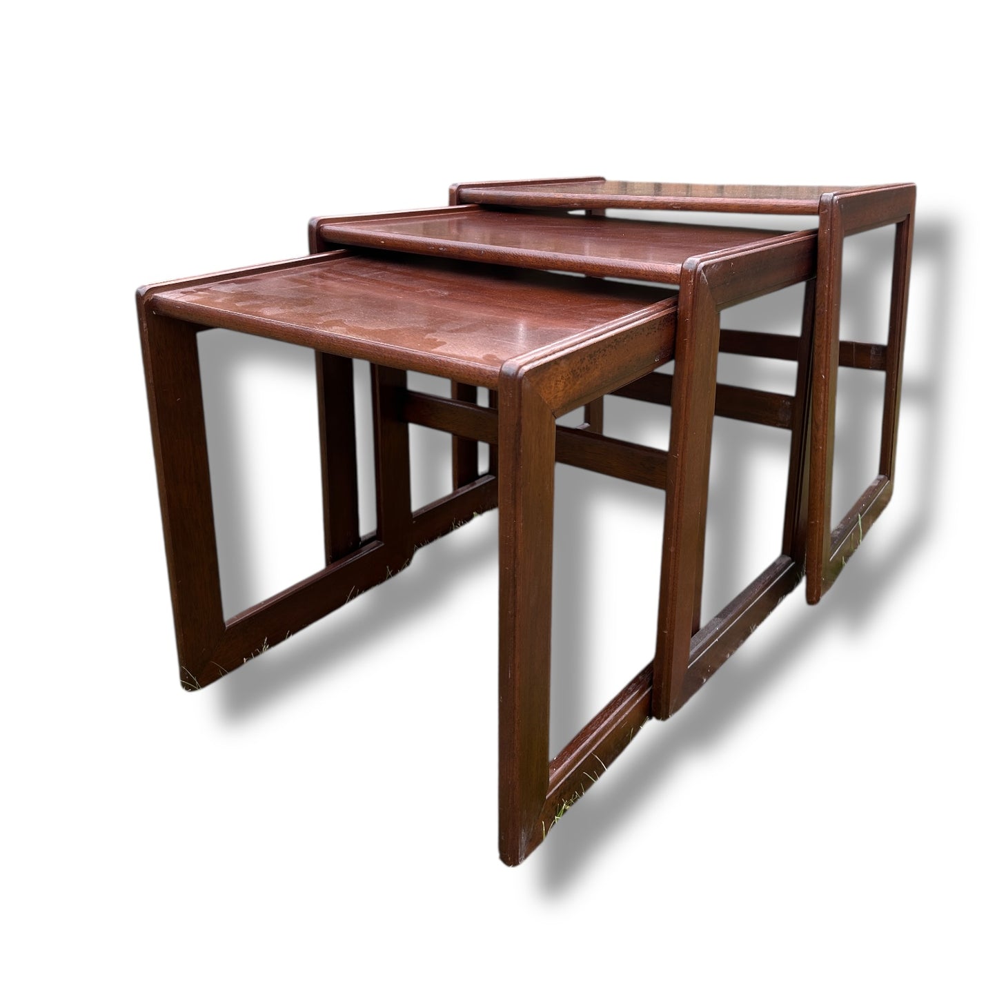 Mid Century Dark Teak Wood Nest of Tables