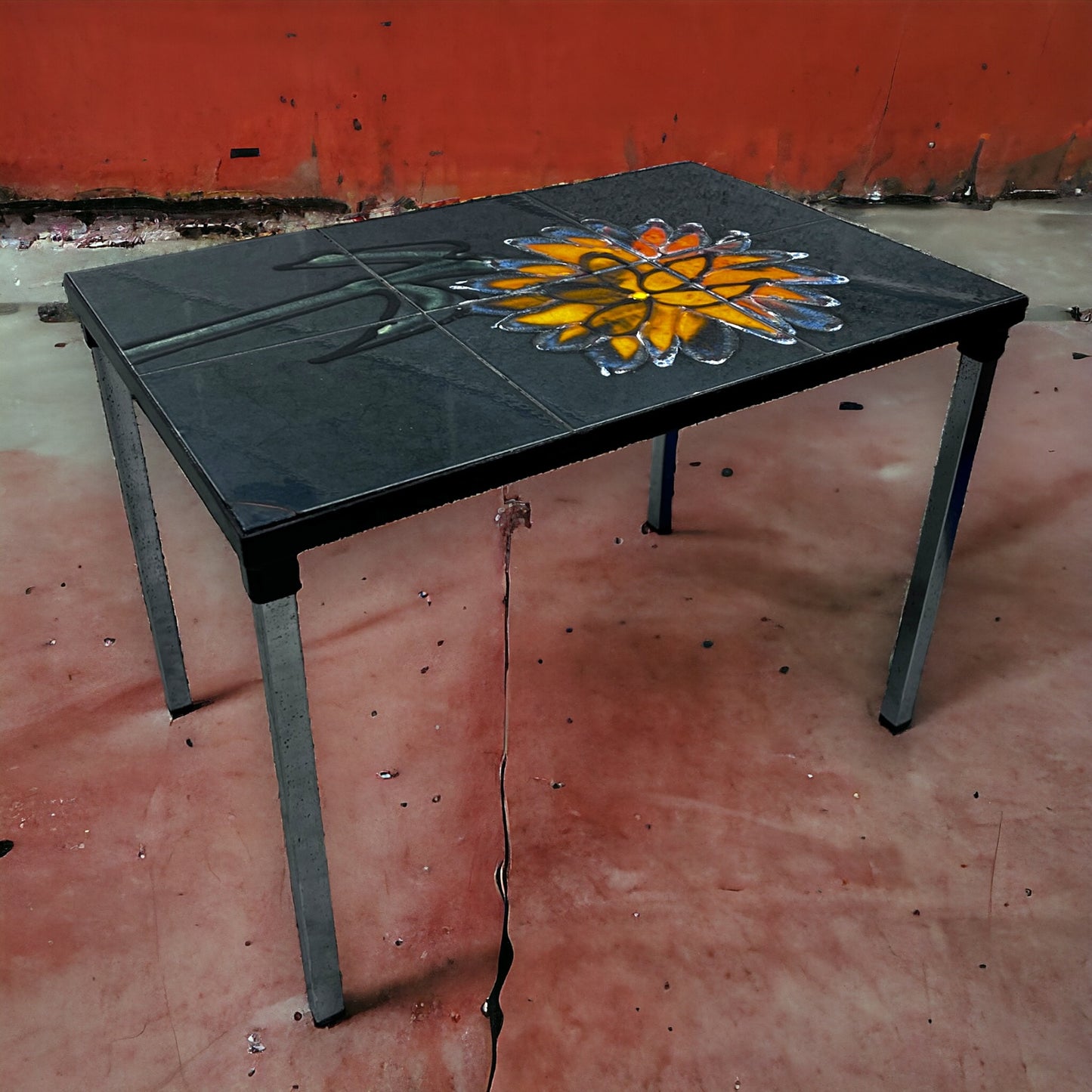 Mid century adri tile and chrome side table