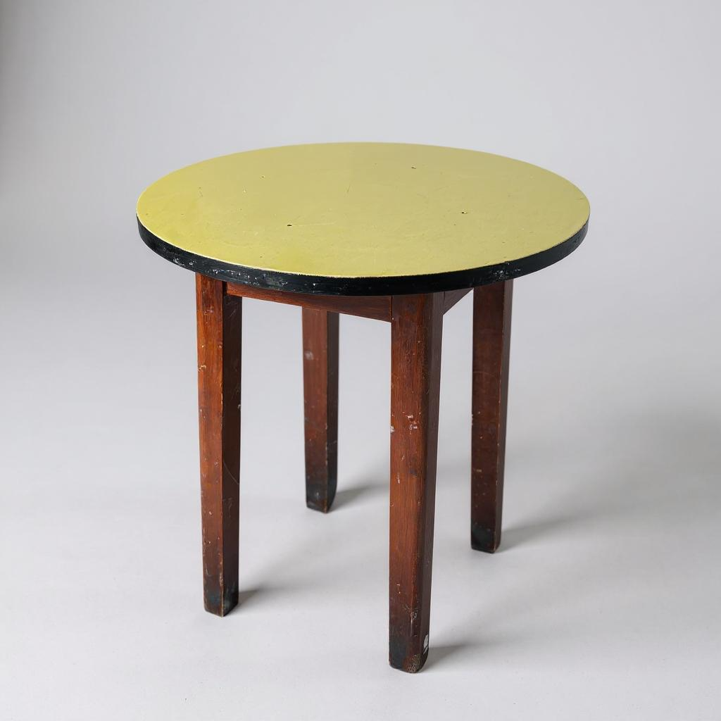 Mid Century Modern Yellow Formica Bar Stool Table