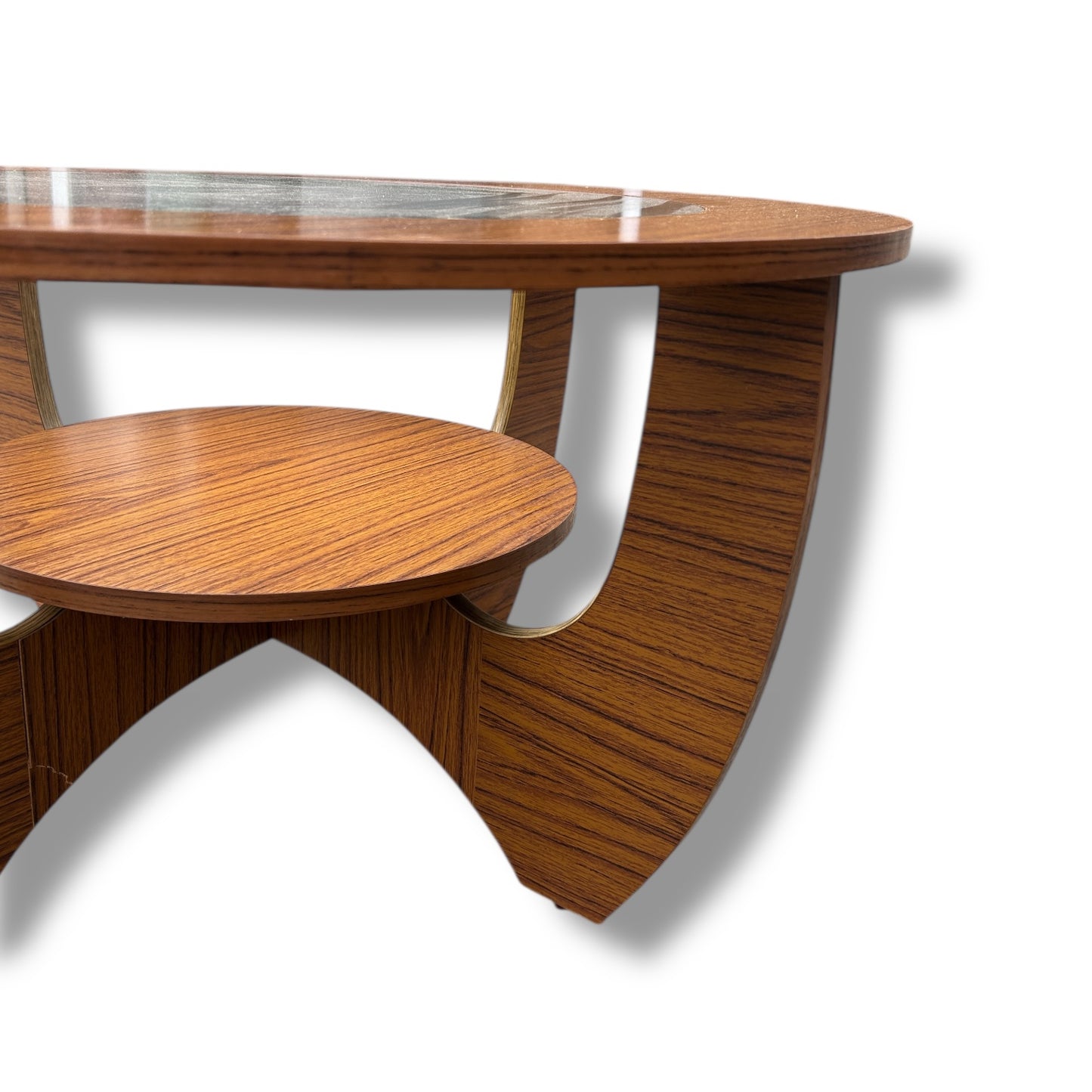 Mid Century Vintage Round coffee table with glass Dunsley