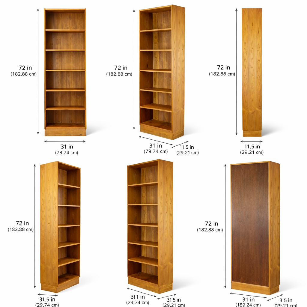 Danish Domino Teak Bookcase – Tall Slim Mid-Century Shelving Unit
