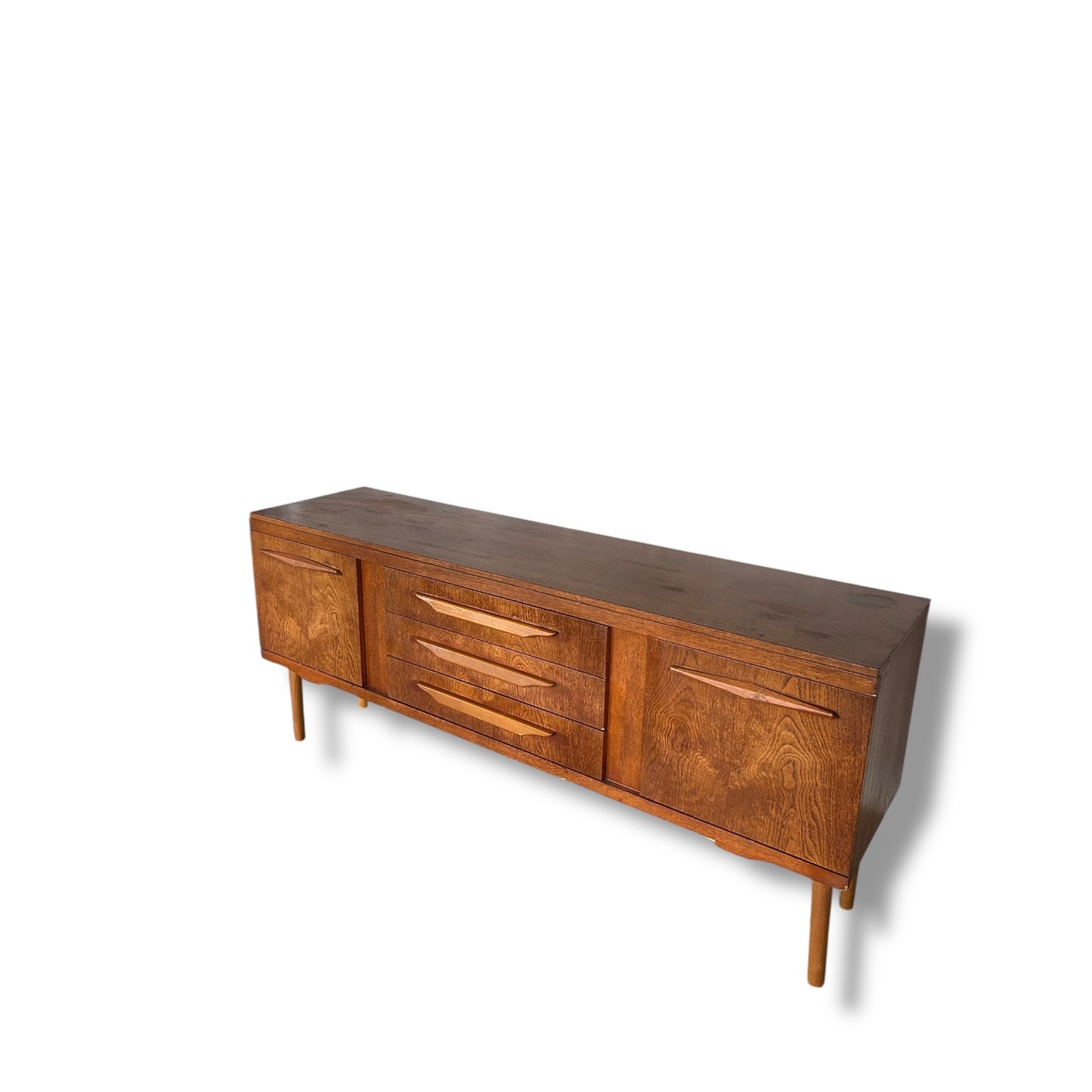 Mid Century Modern Teak Sideboard – Elliot’s of Newbury Credenza | Vintage MCM Storage Cabinet | Retro Danish Style Furniture