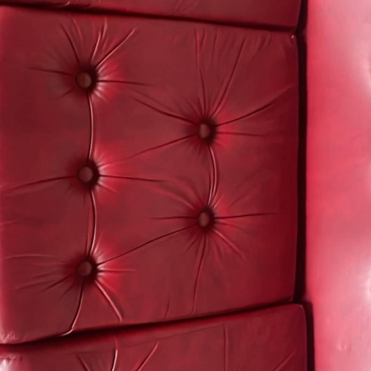 Mid Century Modern Red Vinyl Three Piece Leatherette Sofa