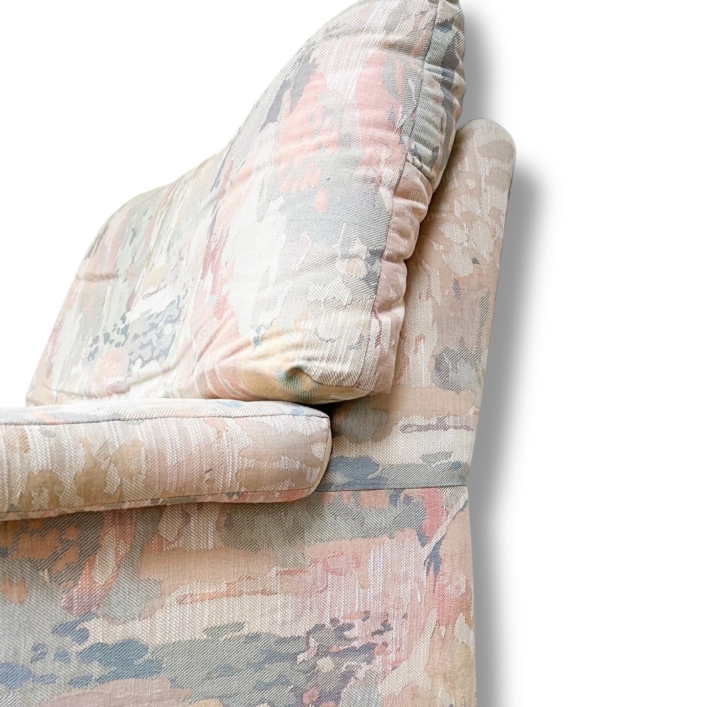 Vintage 1980s/1990s Abstract Pattern Armchair & Footstool – Retro Memphis Style Lounge Set