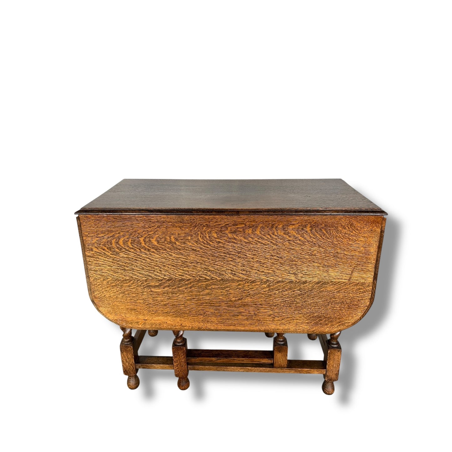 Antique Oak Barley Twist Gateleg Table, Drop Leaf Table Scottish