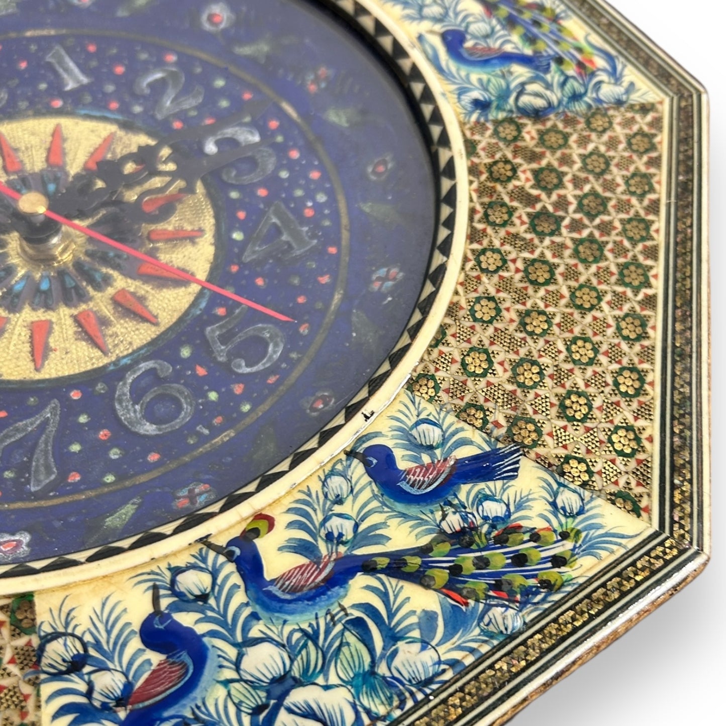 Vintage 1960s Persian Khatam Wall Clock