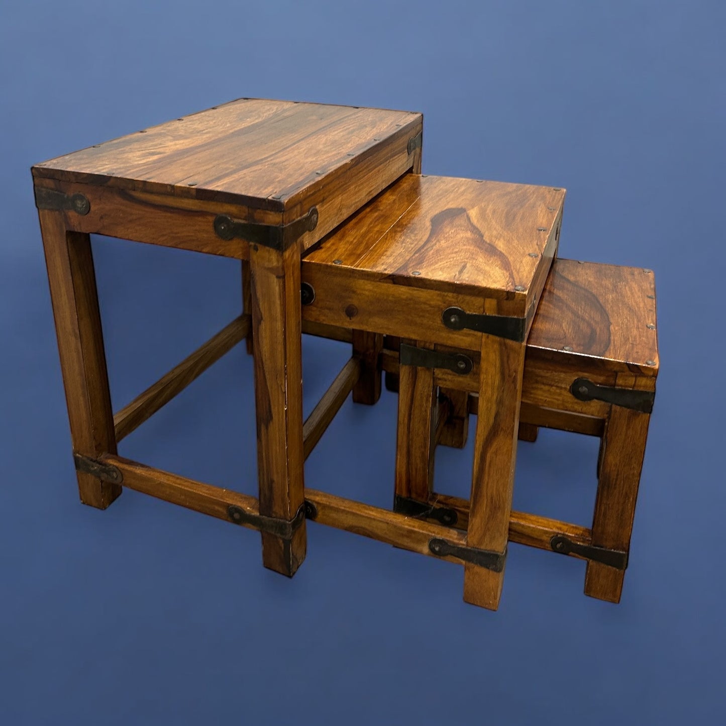 Vintage Indian wood nest of tables