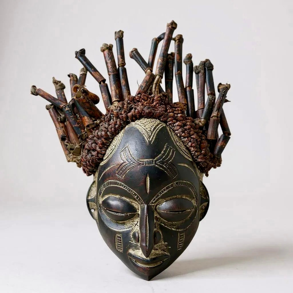 Antique African Chokwe Traditional Female Art Mask Sculpture
