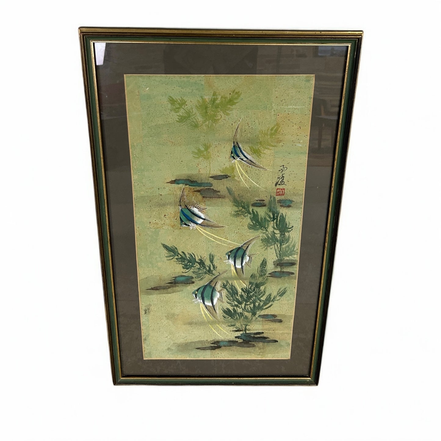 Mid Century Chinese Fish Silk Painting