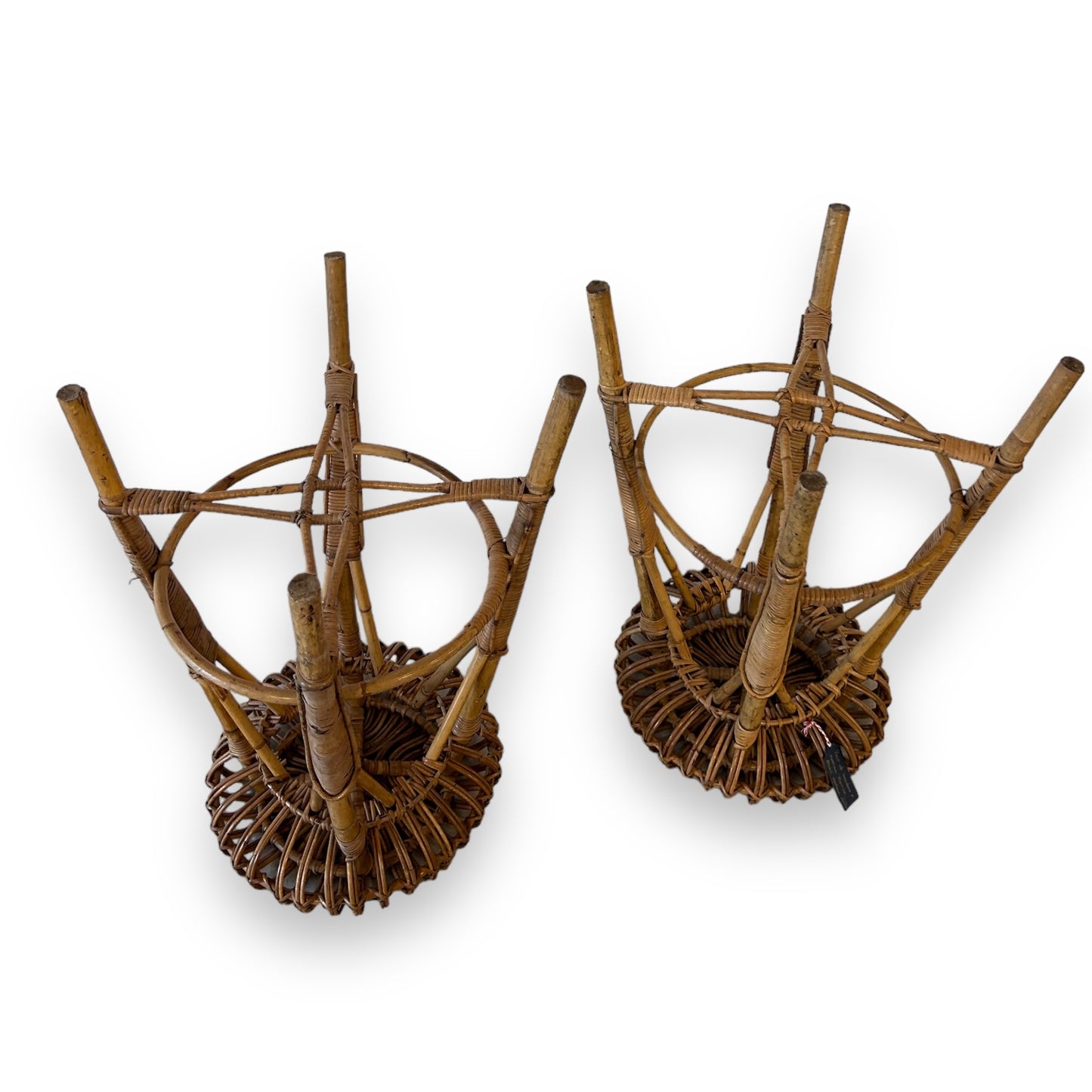 mid century Franco Albini Bamboo Rattan Stools
