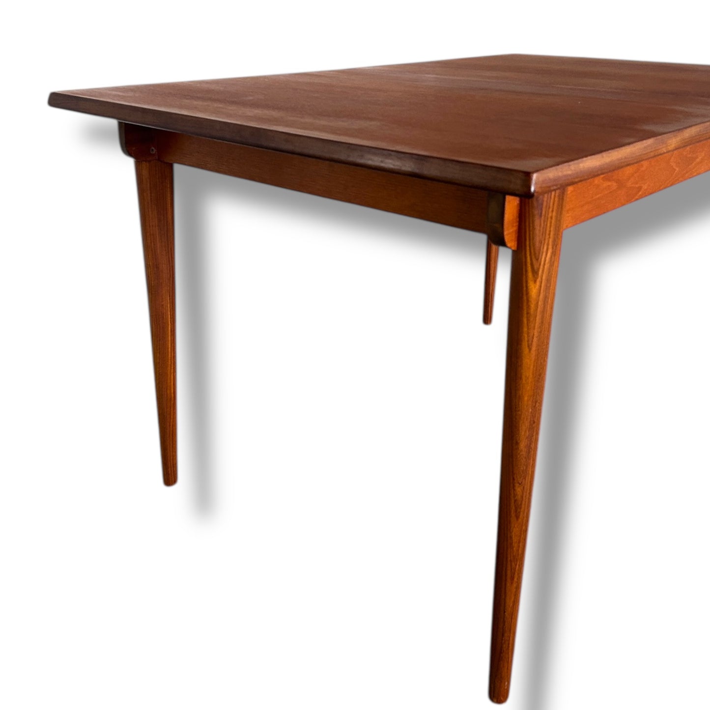 Mid Century Modern White and Newton Teak Extending Dining Table