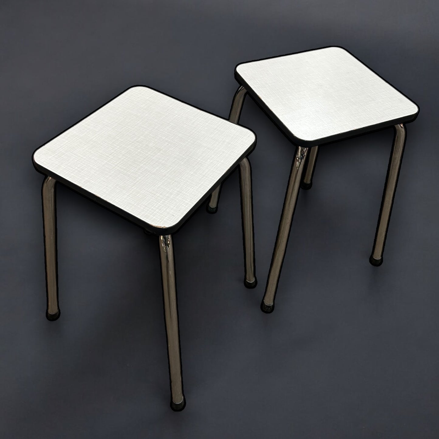 Mid Century White Formica Bar Stools