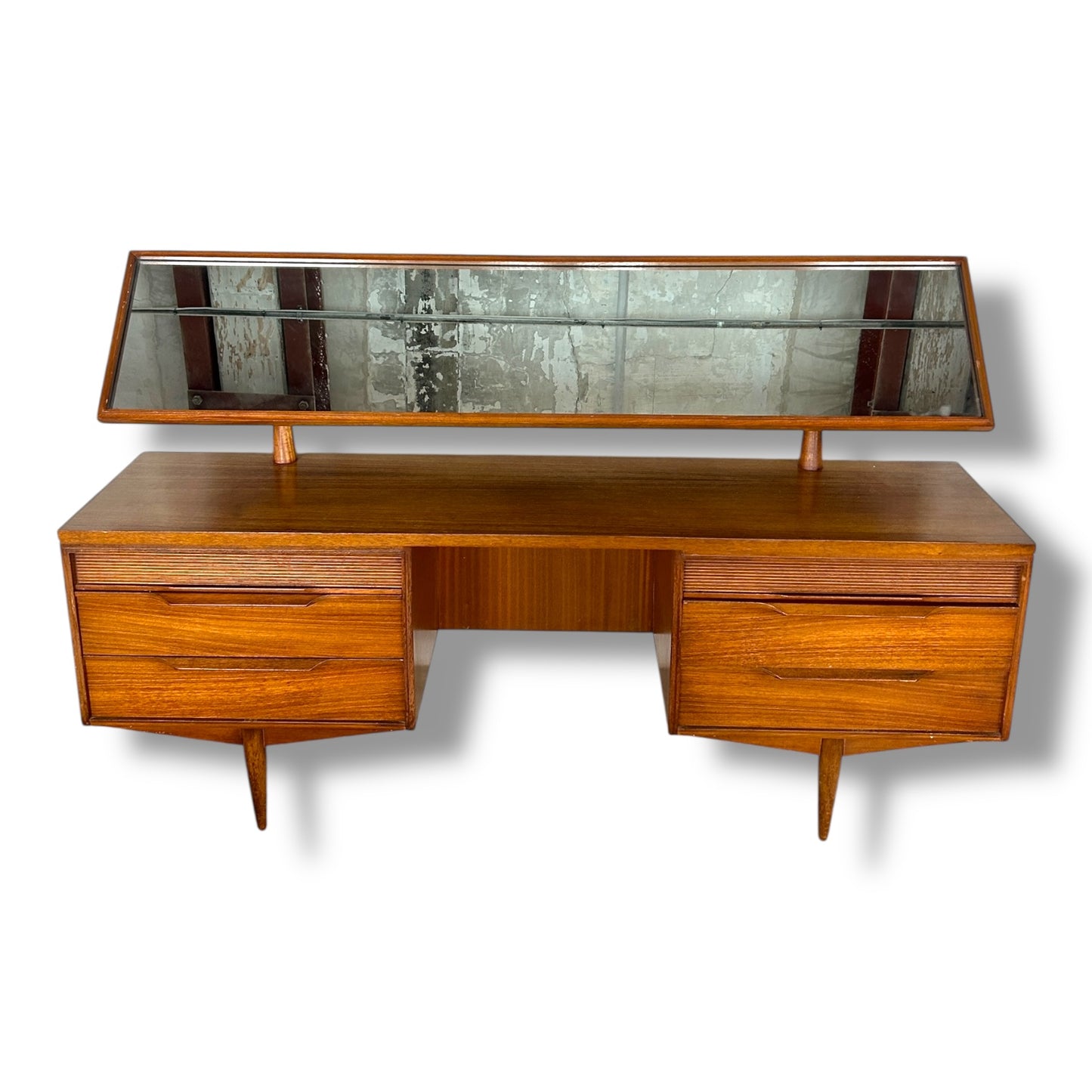 White & Newton Mid-Century Dressing Table with Mirror | Vintage Teak Vanity
