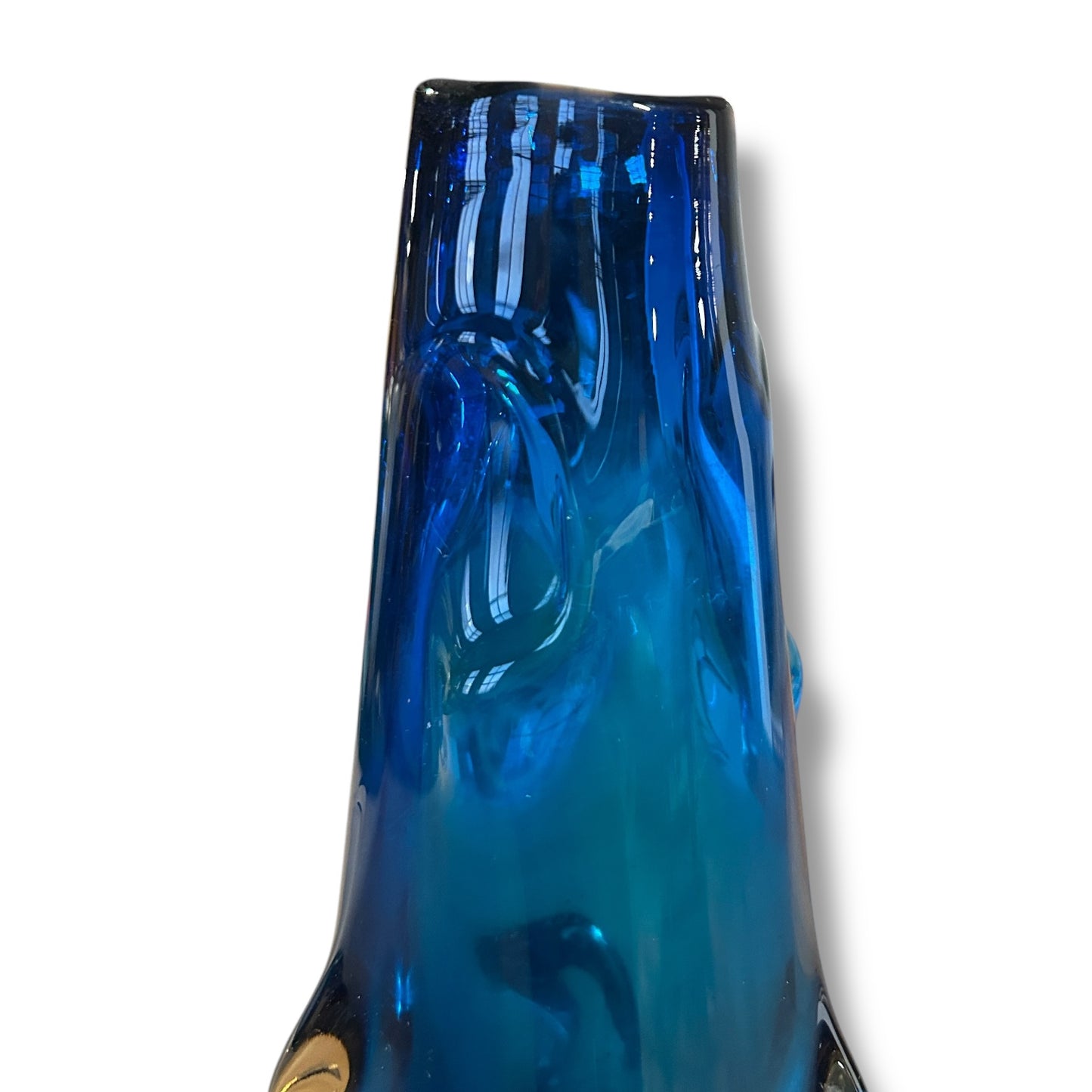 Mid century Whitefriars Kingfisher blue glass Knobbly vase